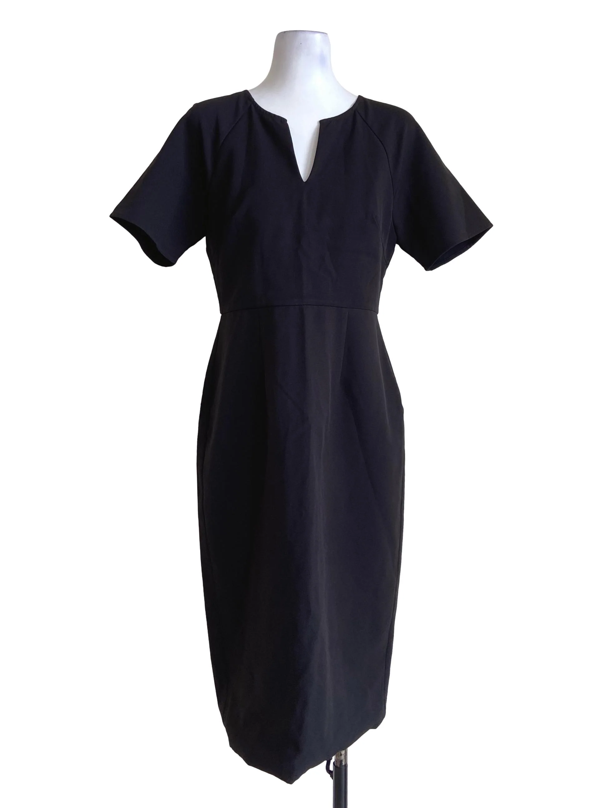Black V Neck Pegged Dress