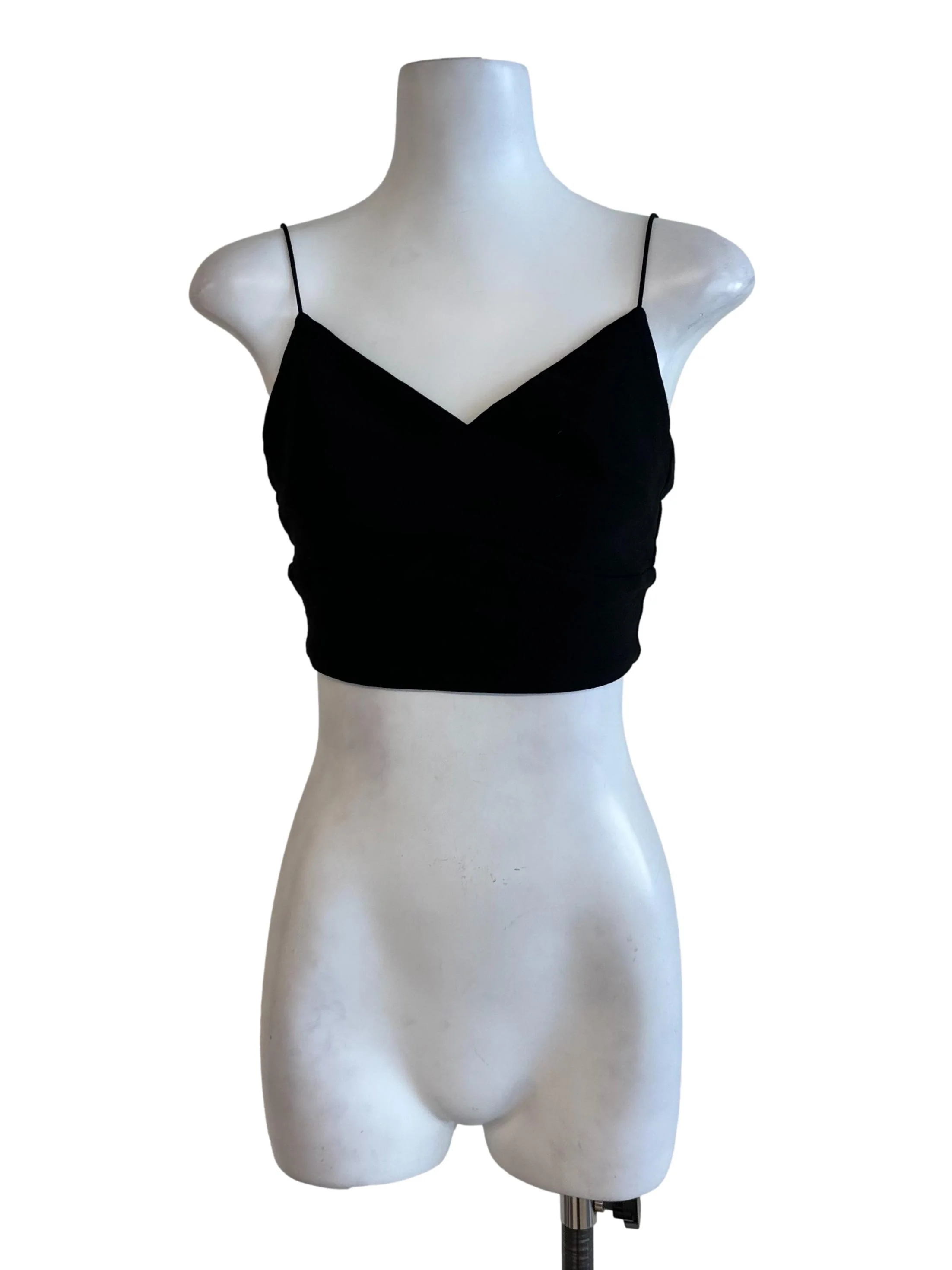 Black V Neck Spaghetti Strap Backless Top