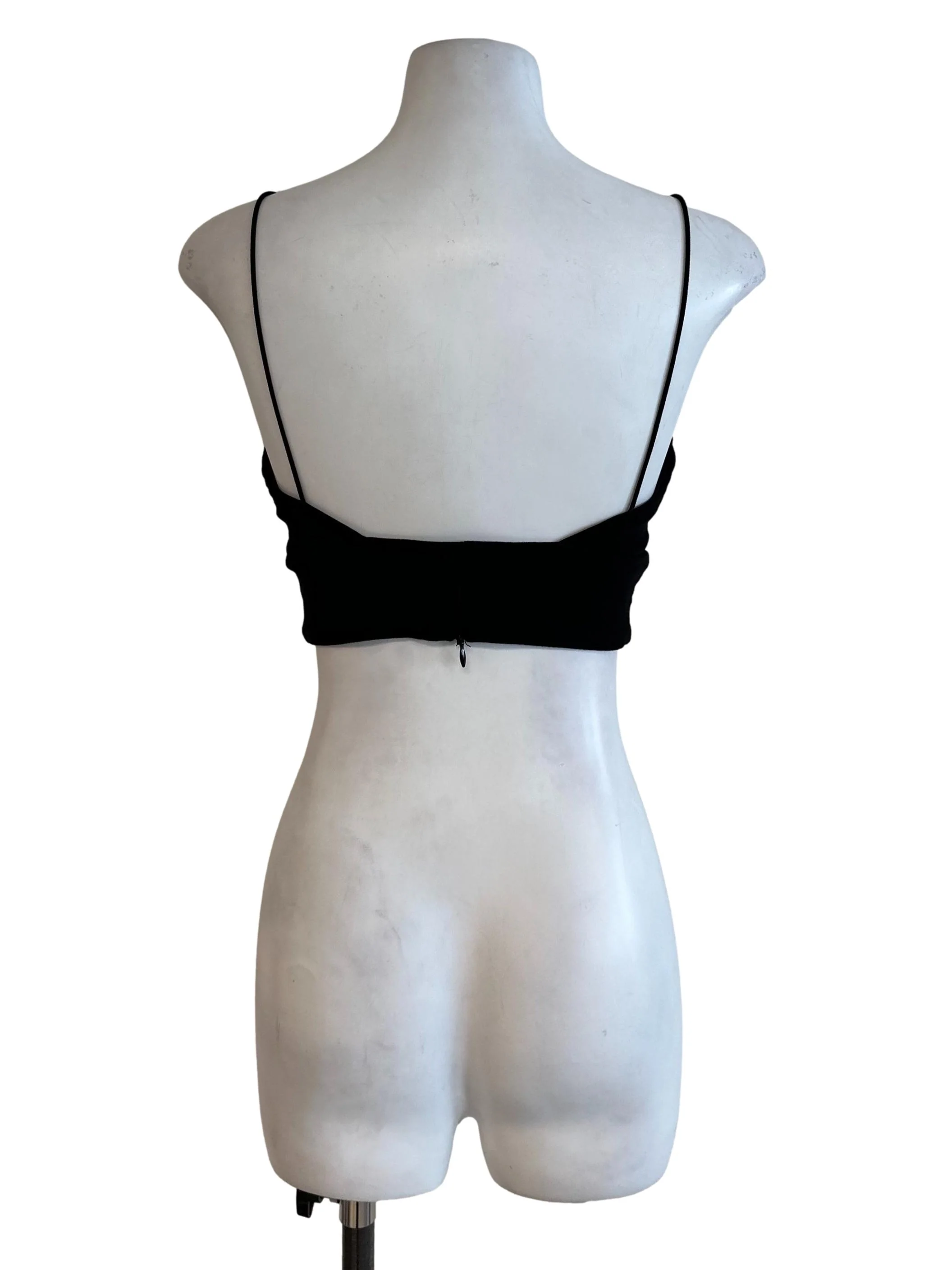 Black V Neck Spaghetti Strap Backless Top - Image 2