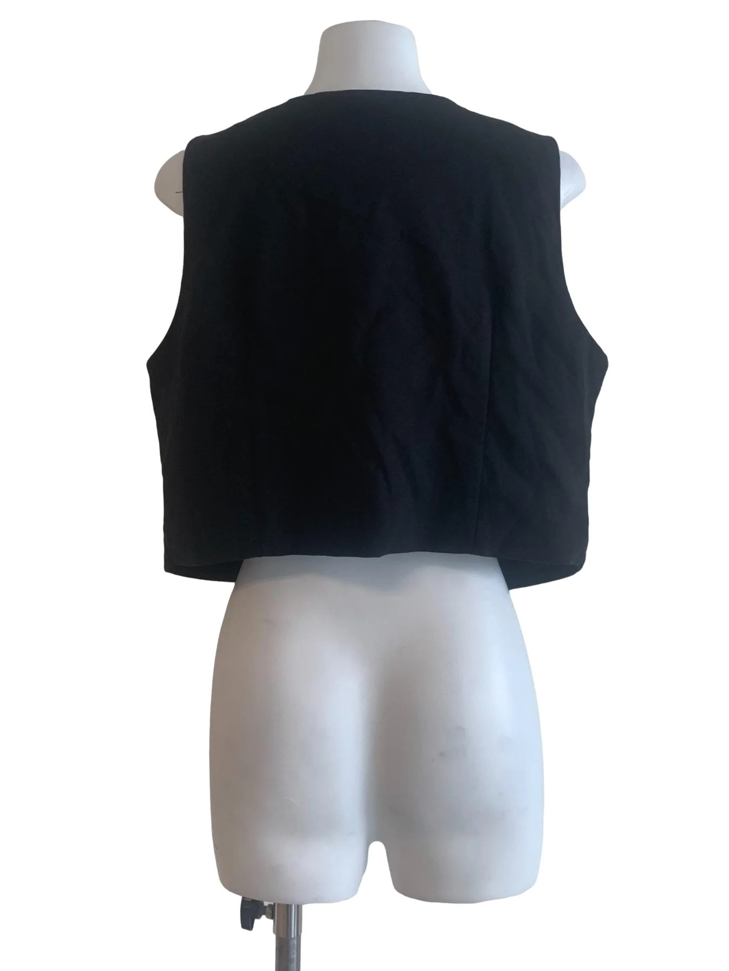 Black V Neck Tie Detail Vest - Image 2