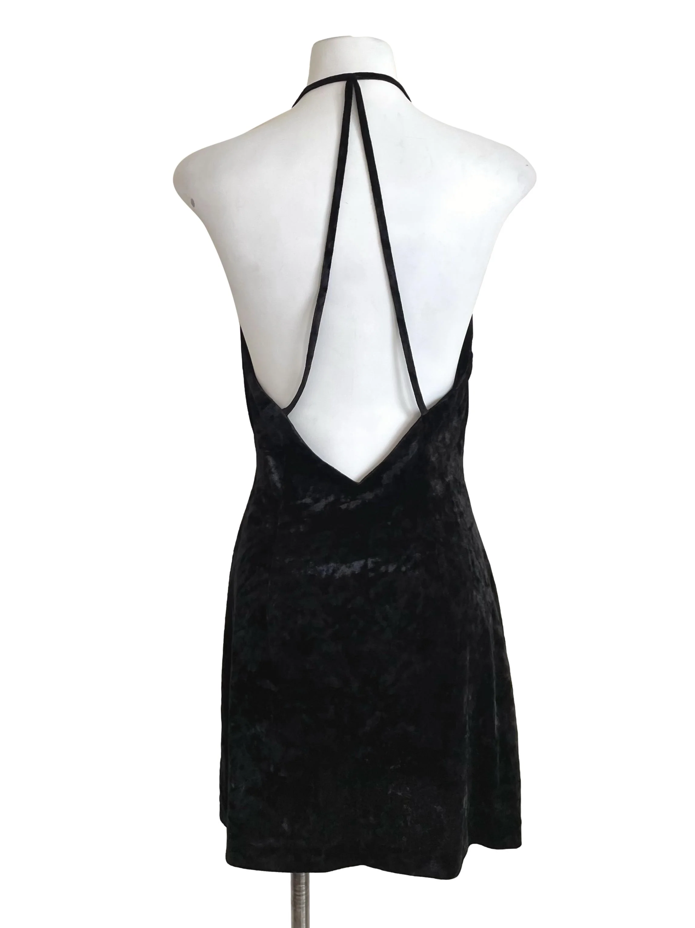 Black Velvet Halter Straps Dress - Image 2