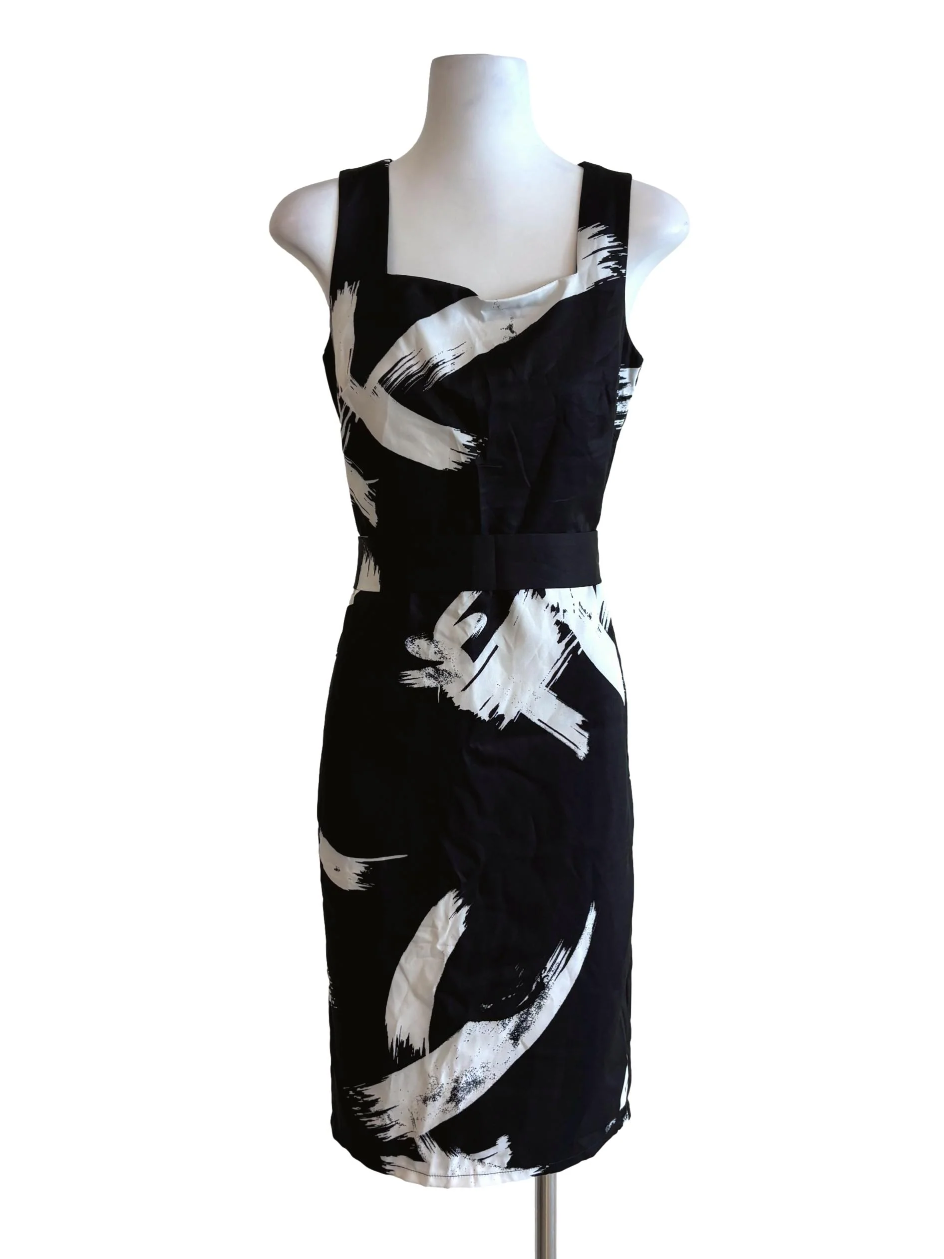 Black White Paint Strike Pencil Dress