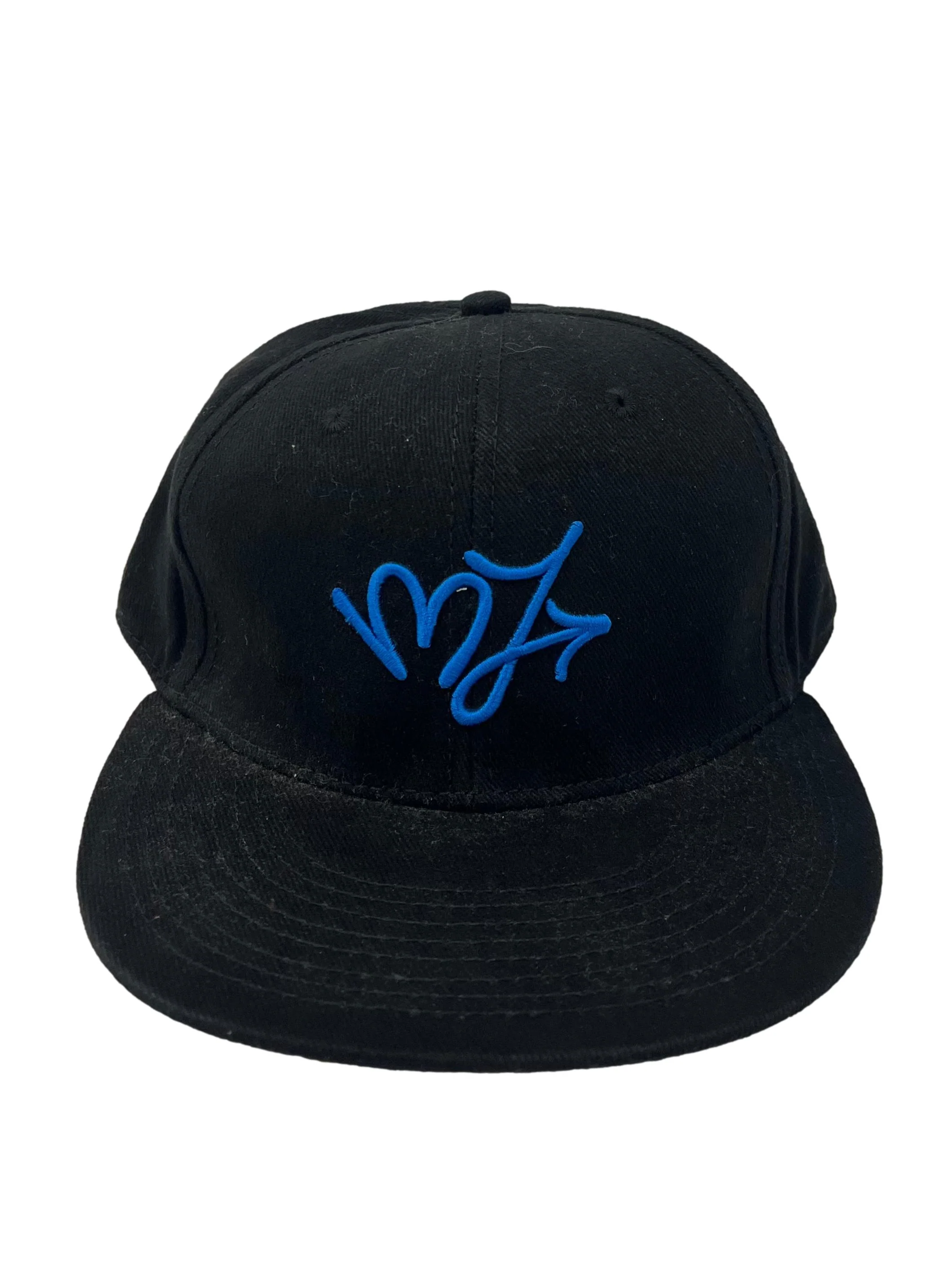 Black With Blue Embroidery Adjustable Snapback Cap