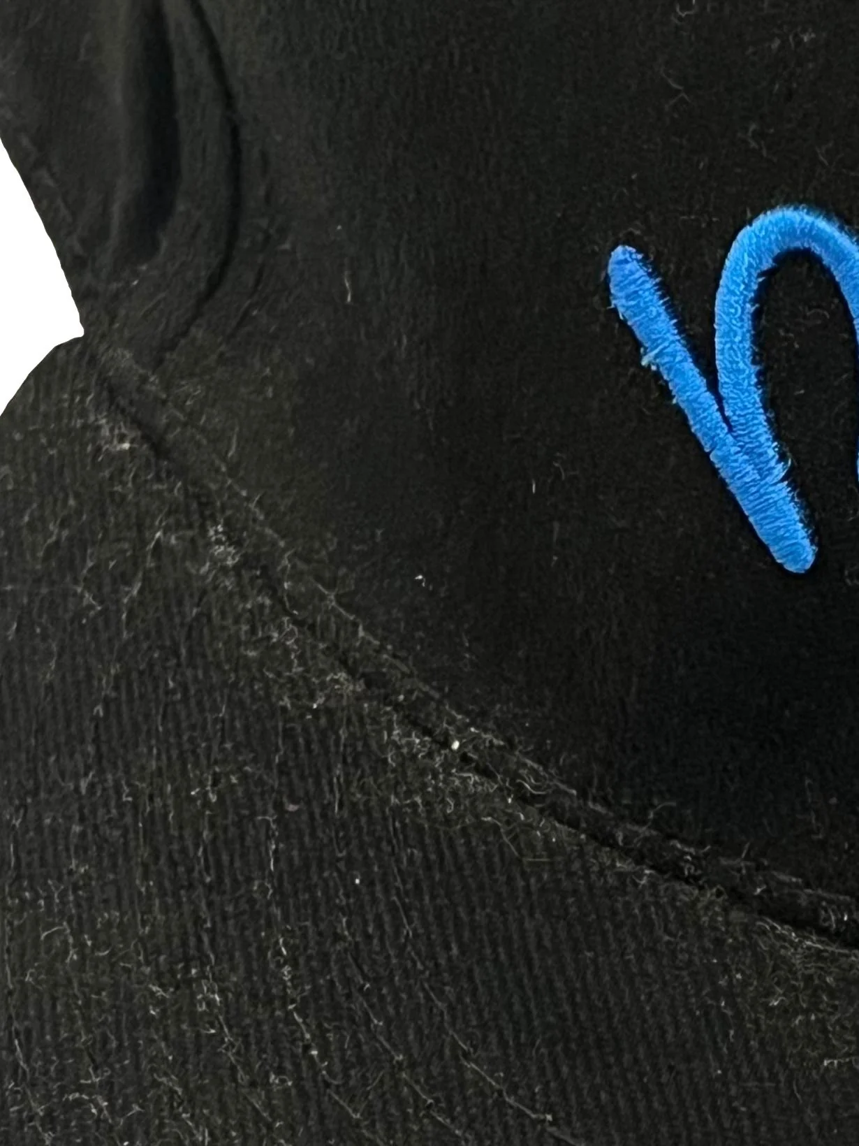 Black With Blue Embroidery Adjustable Snapback Cap - Image 3