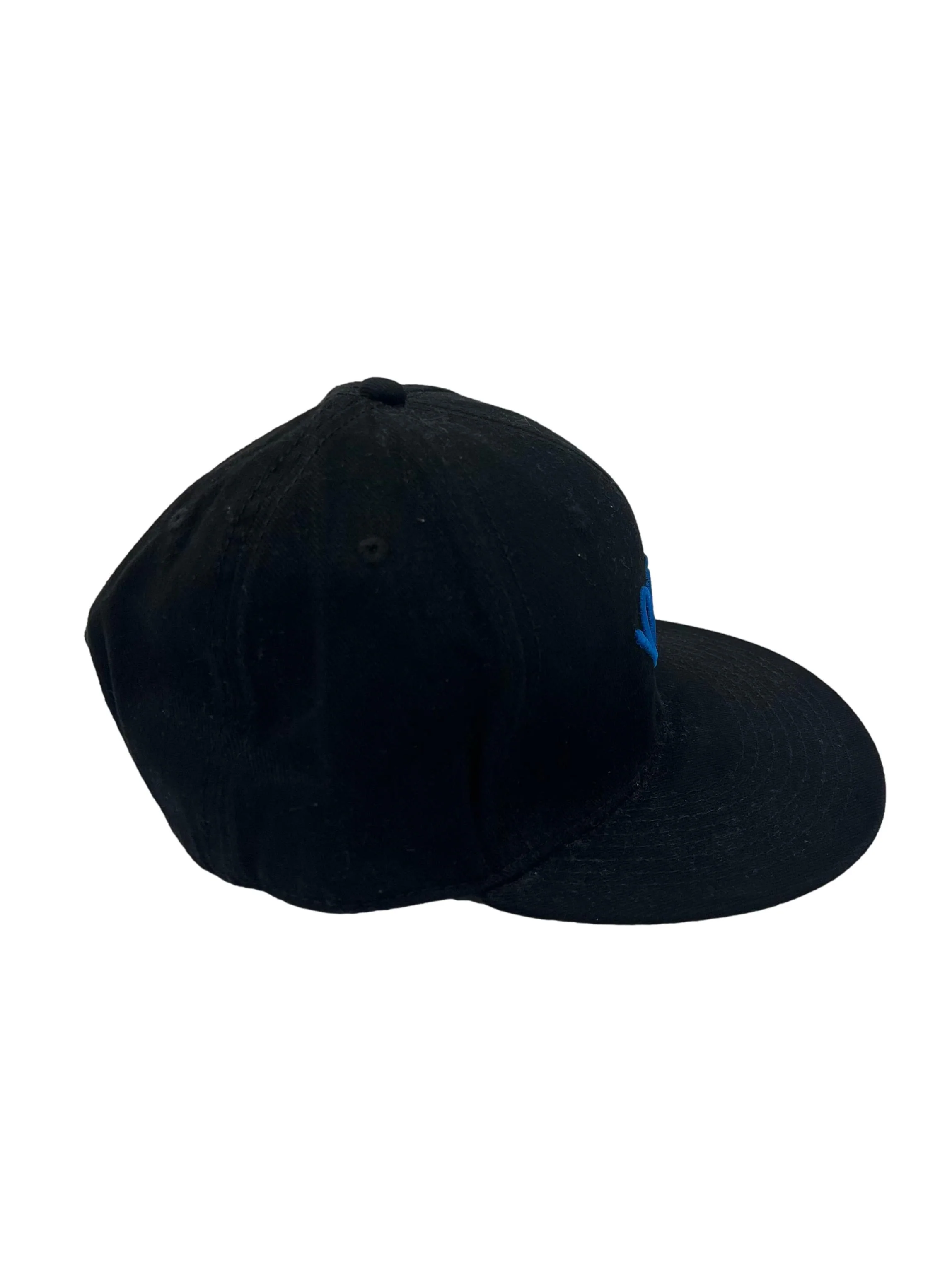 Black With Blue Embroidery Adjustable Snapback Cap - Image 5
