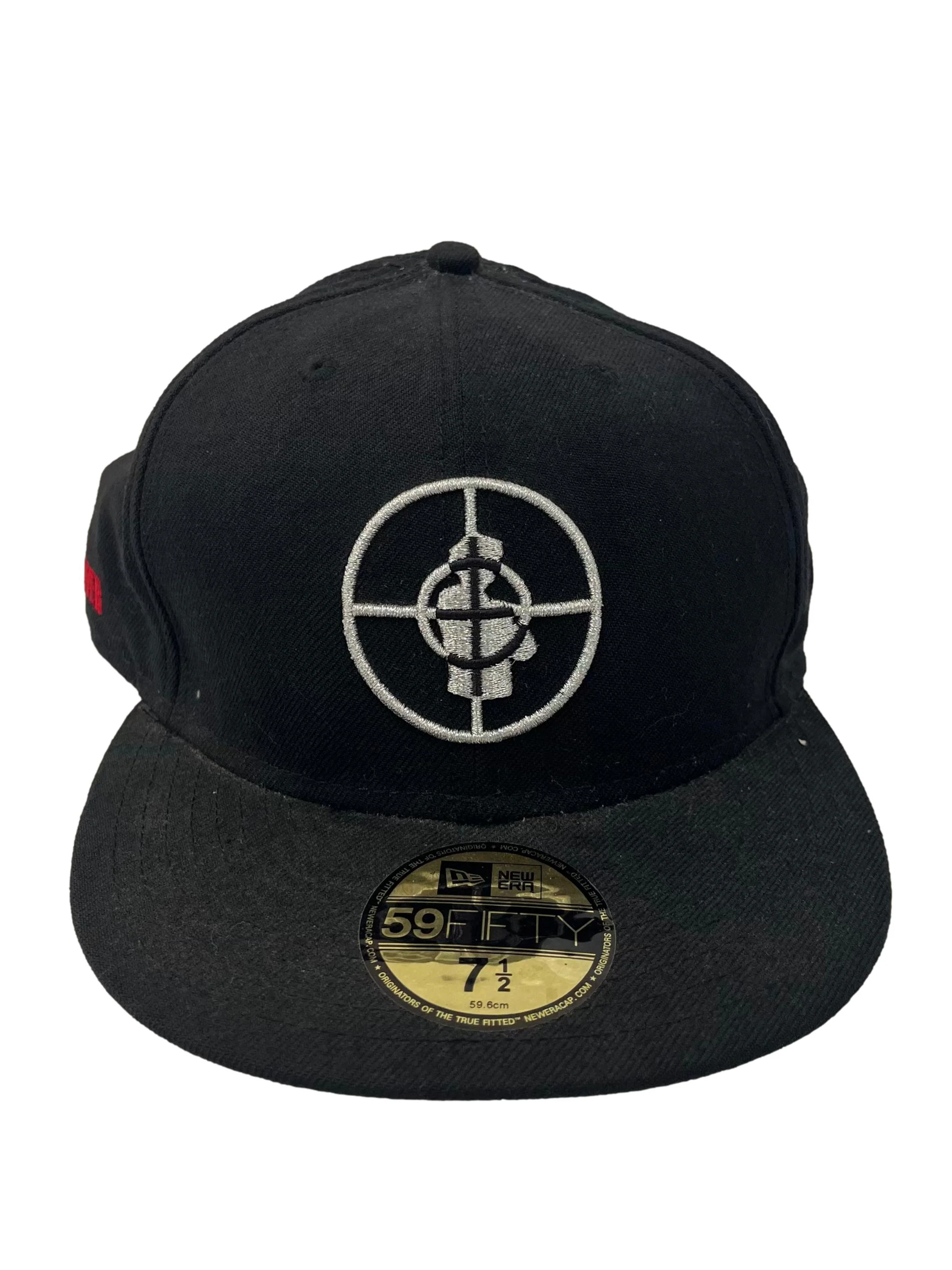 Black With Silver And Red Embroidery Snapback Cap