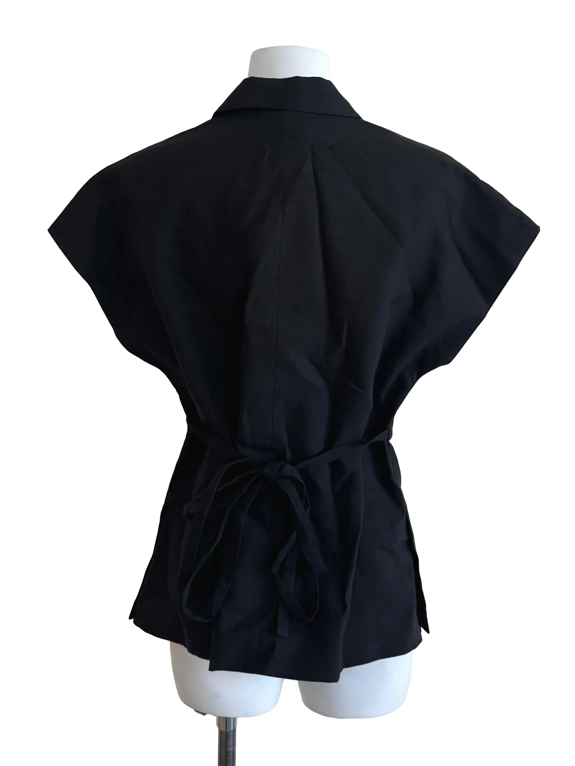 Black Wool-Blend Belted Overshirt OSN - Image 2