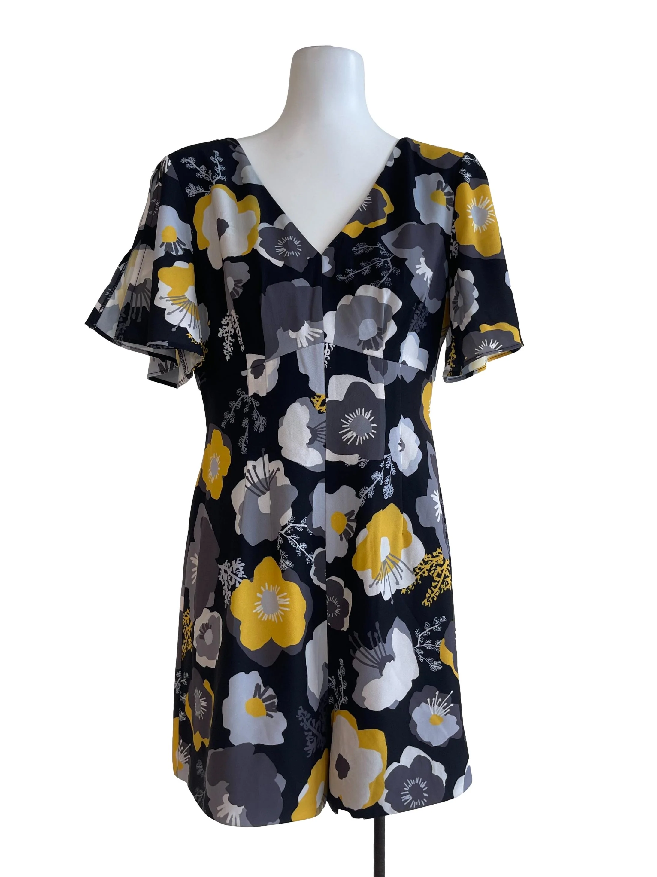 Black & Yellow Floral Romper