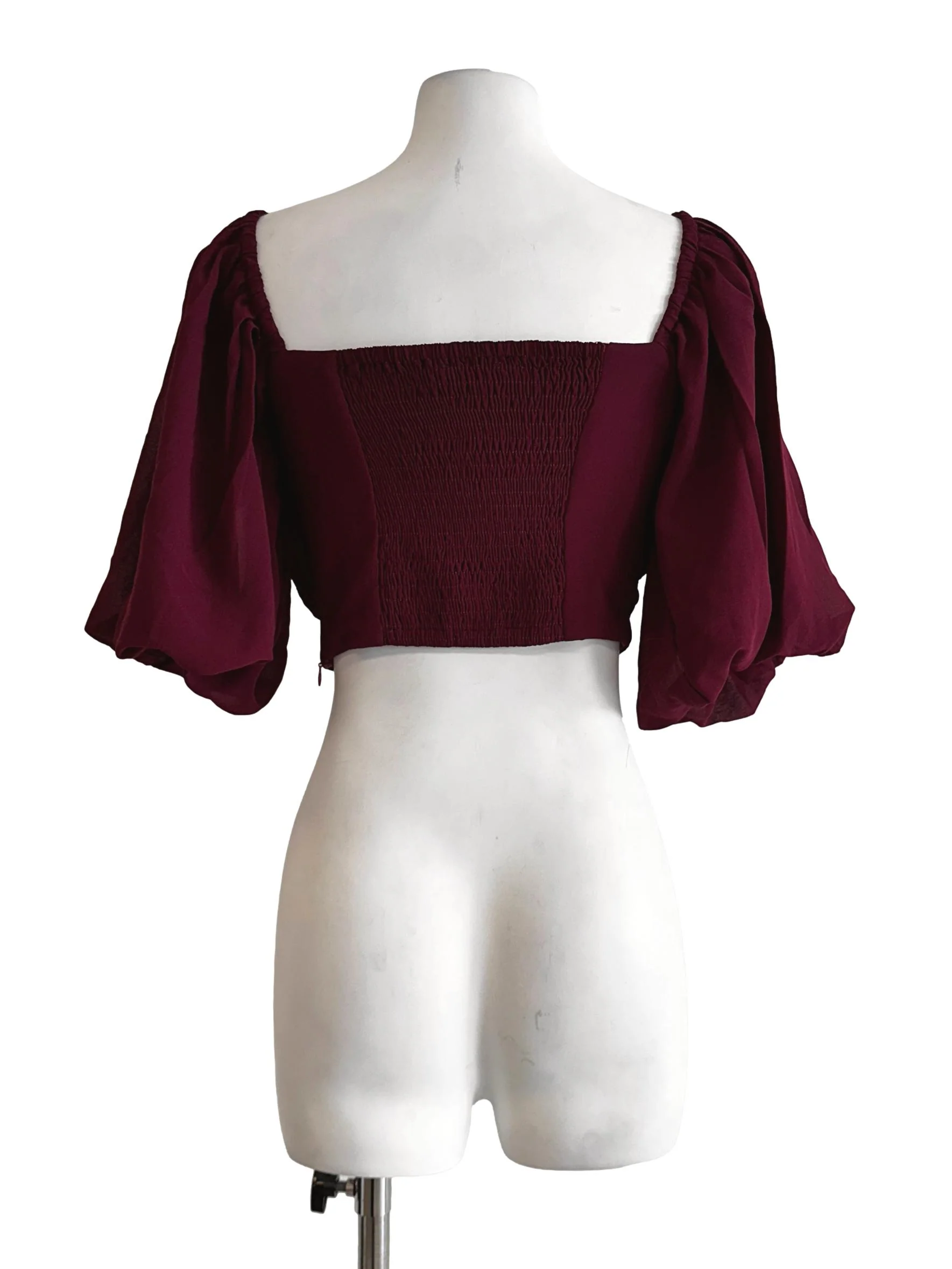 Blood Red Pleated Crop Top - Image 2