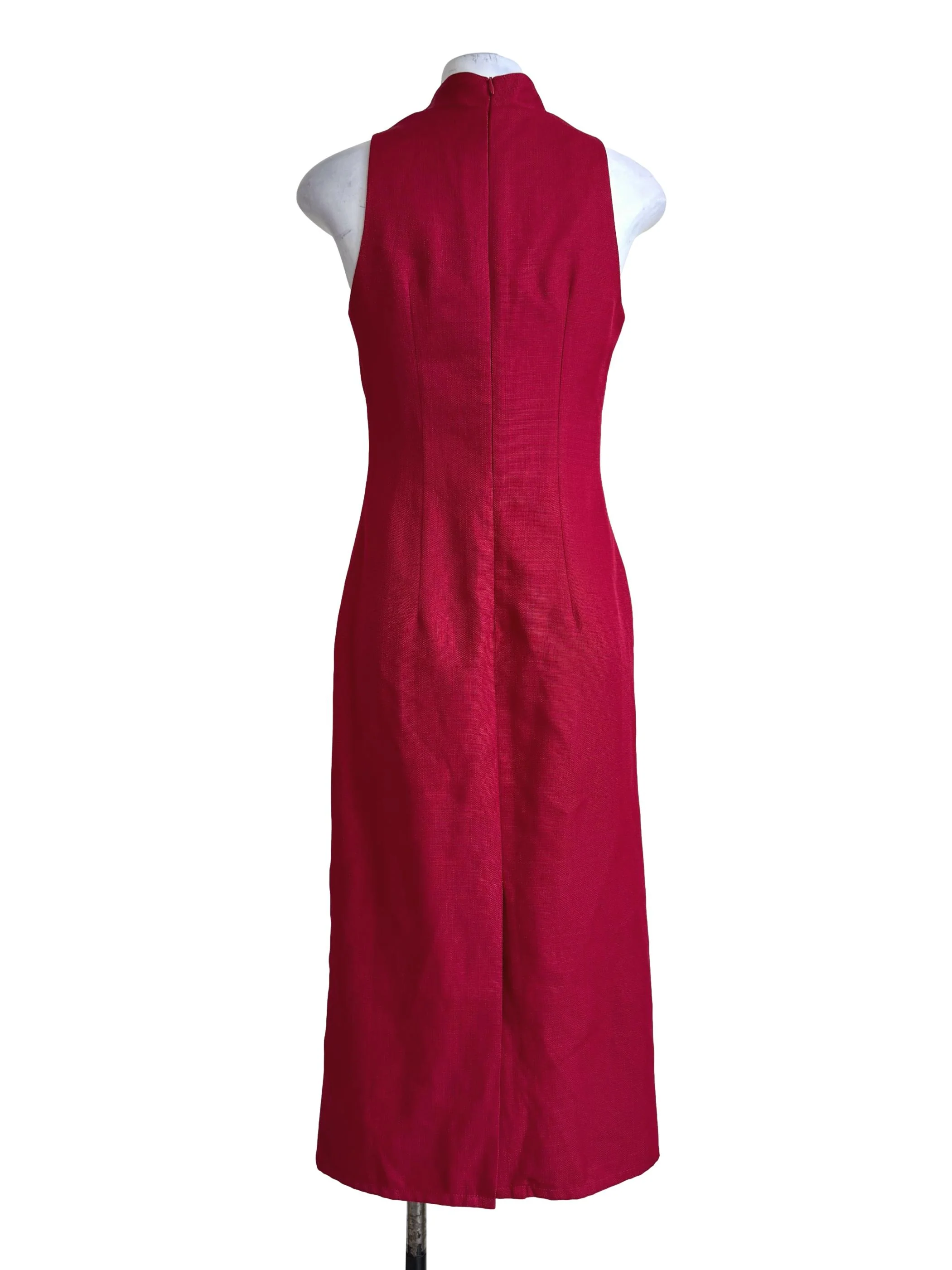Blossom Red Mandarin Collar Dress - Image 2