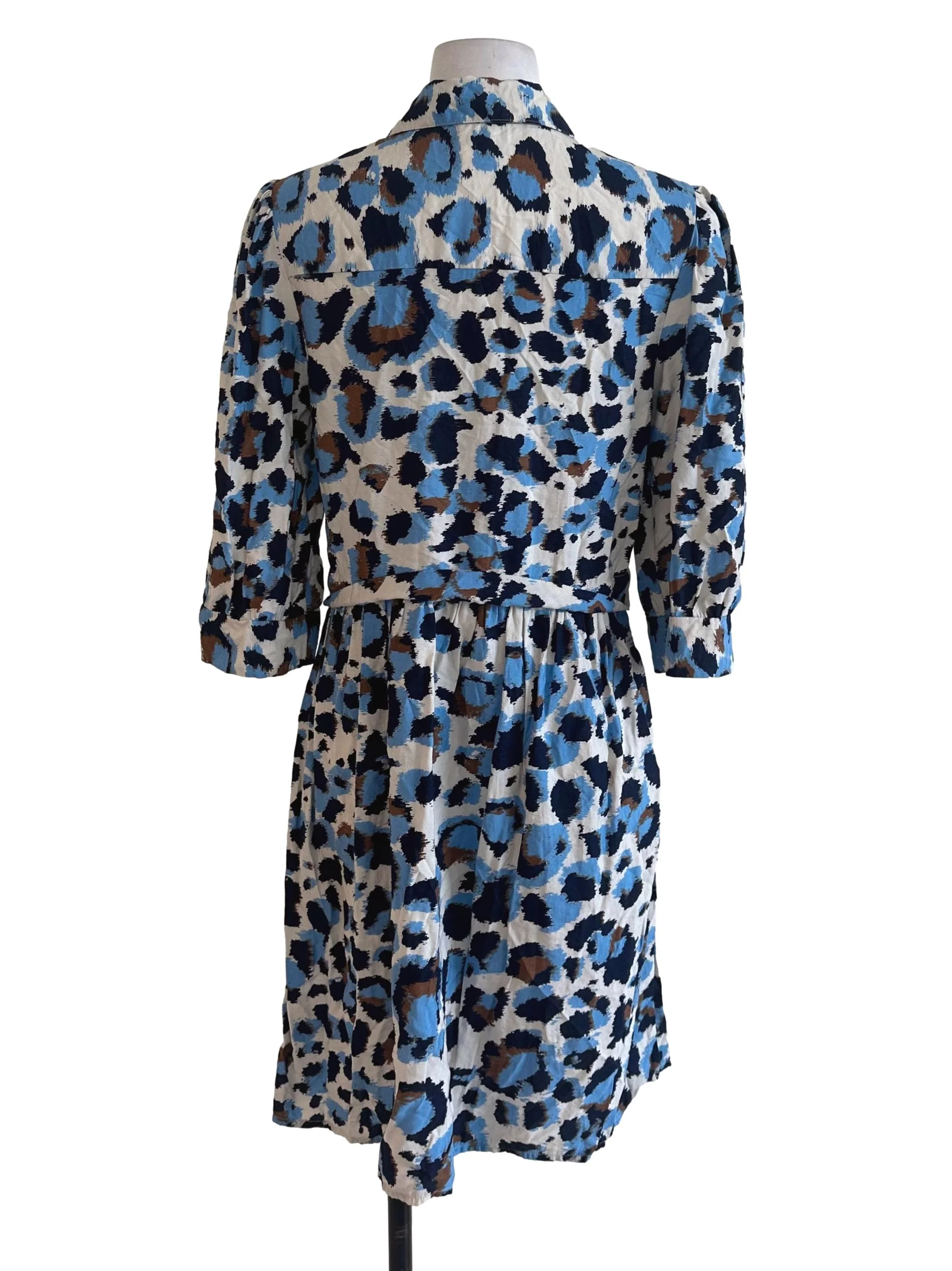 Blue Abstract Button Dress - Image 2