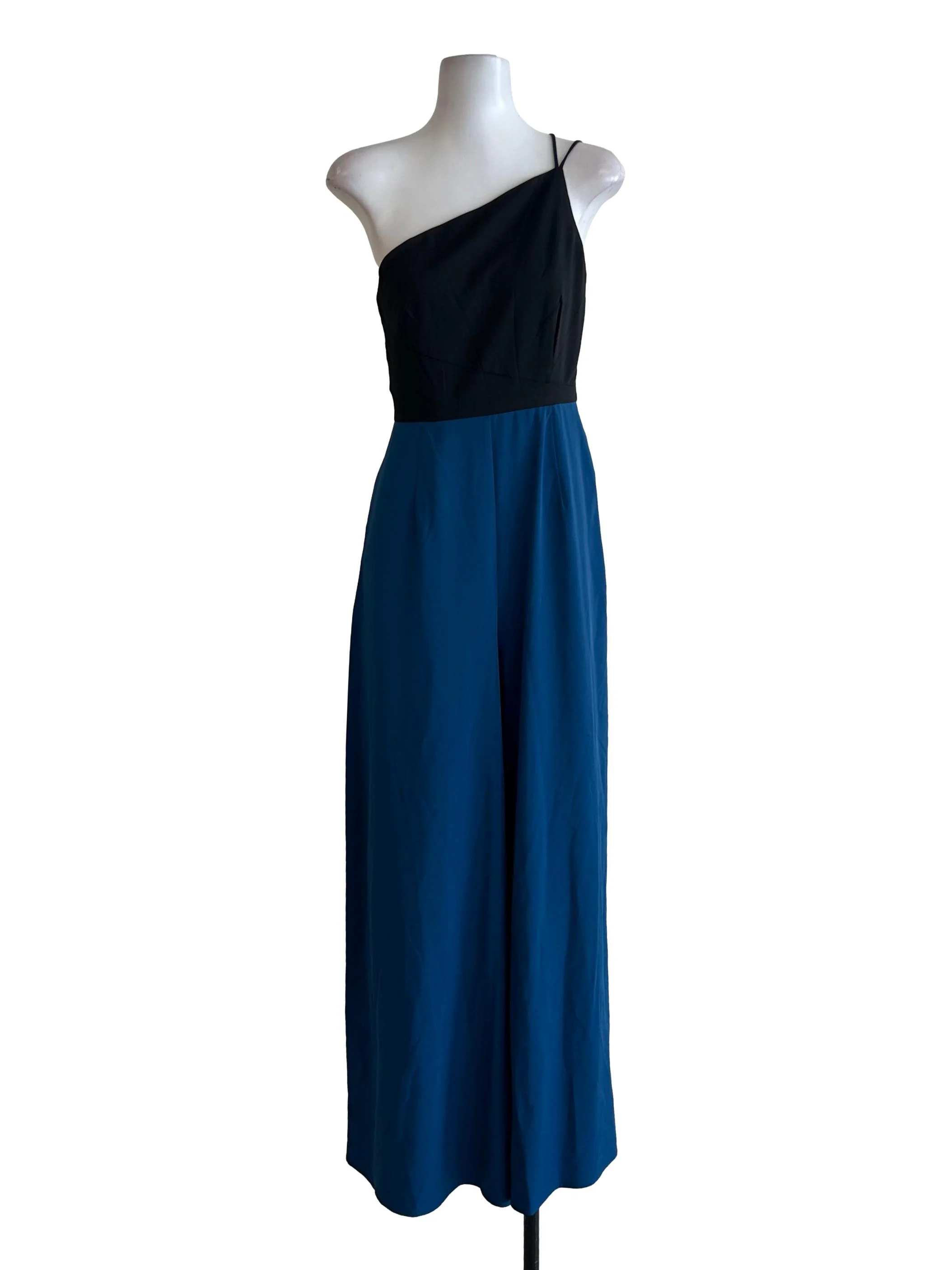 Blue And Black Asymmetric Neckline Jumpsuit LB