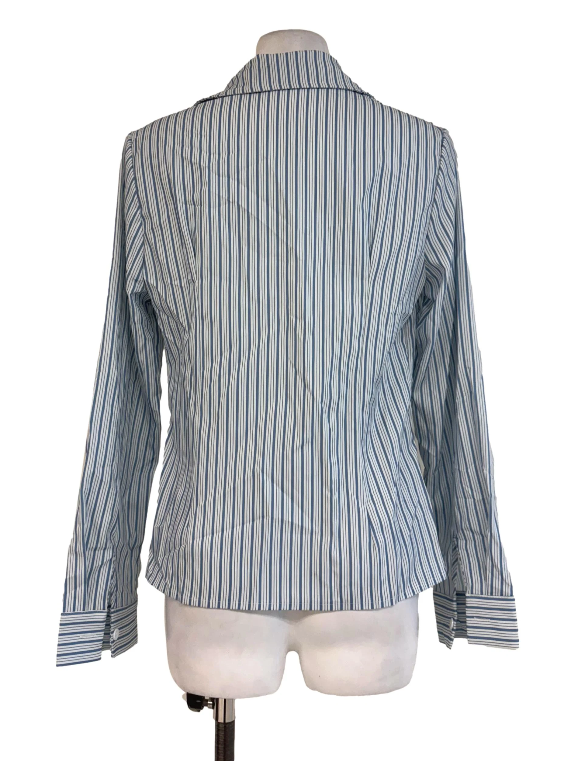 Blue And White Stripes Long Sleeve Blouse - Image 2