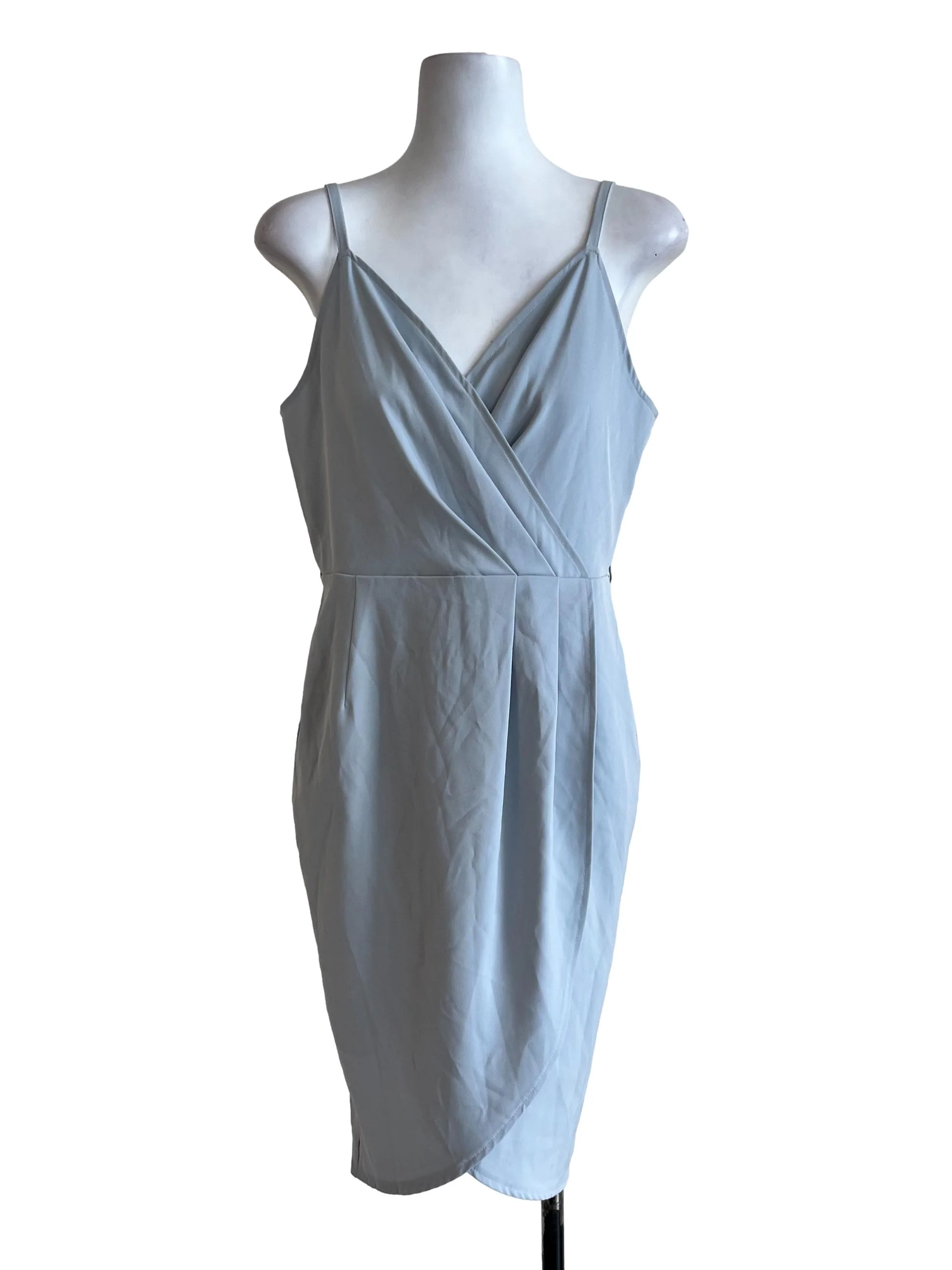 Blue Basic V Neck Dress