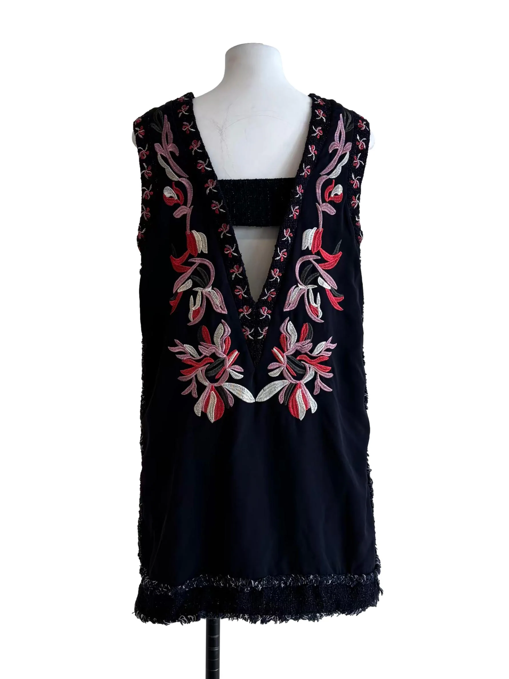 Blue Black Embroidered Shift Dress - Image 2
