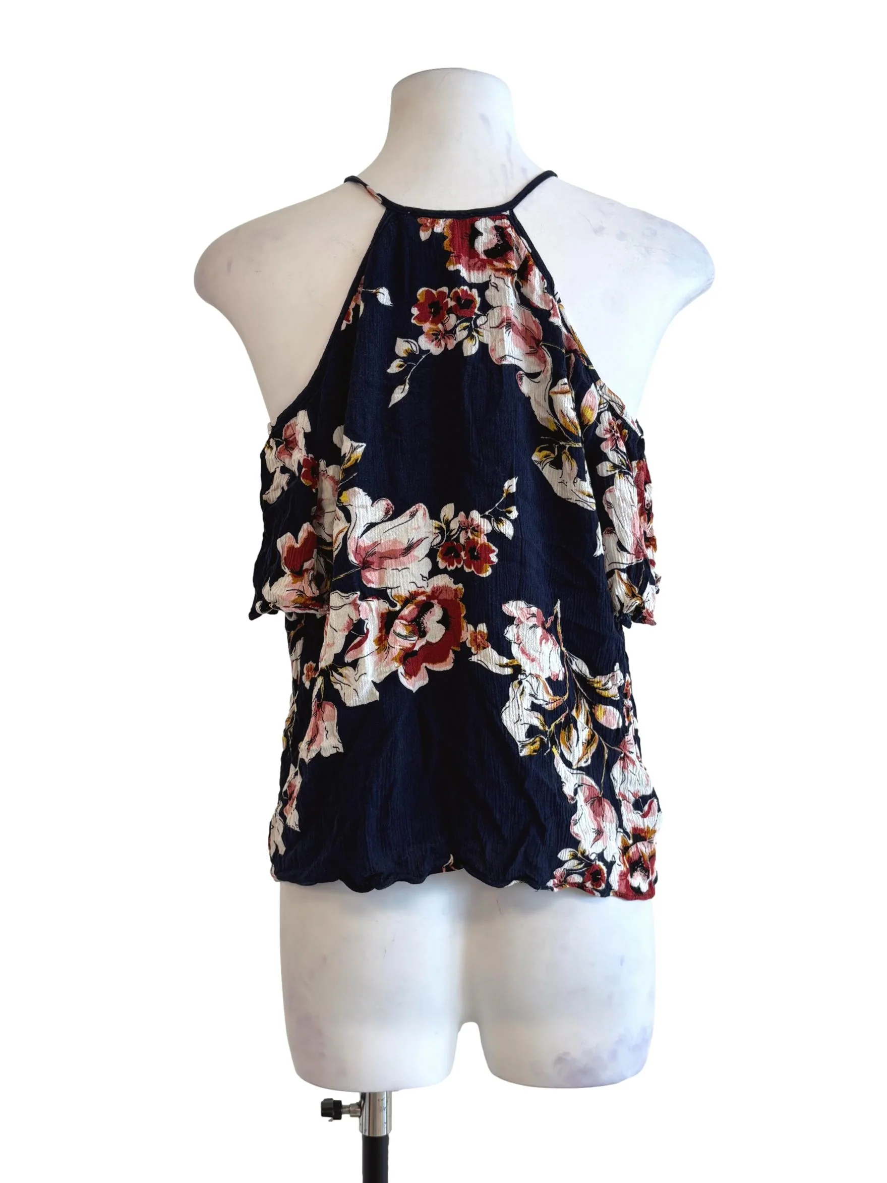 Blue Black Floral Halter Top LB - Image 2