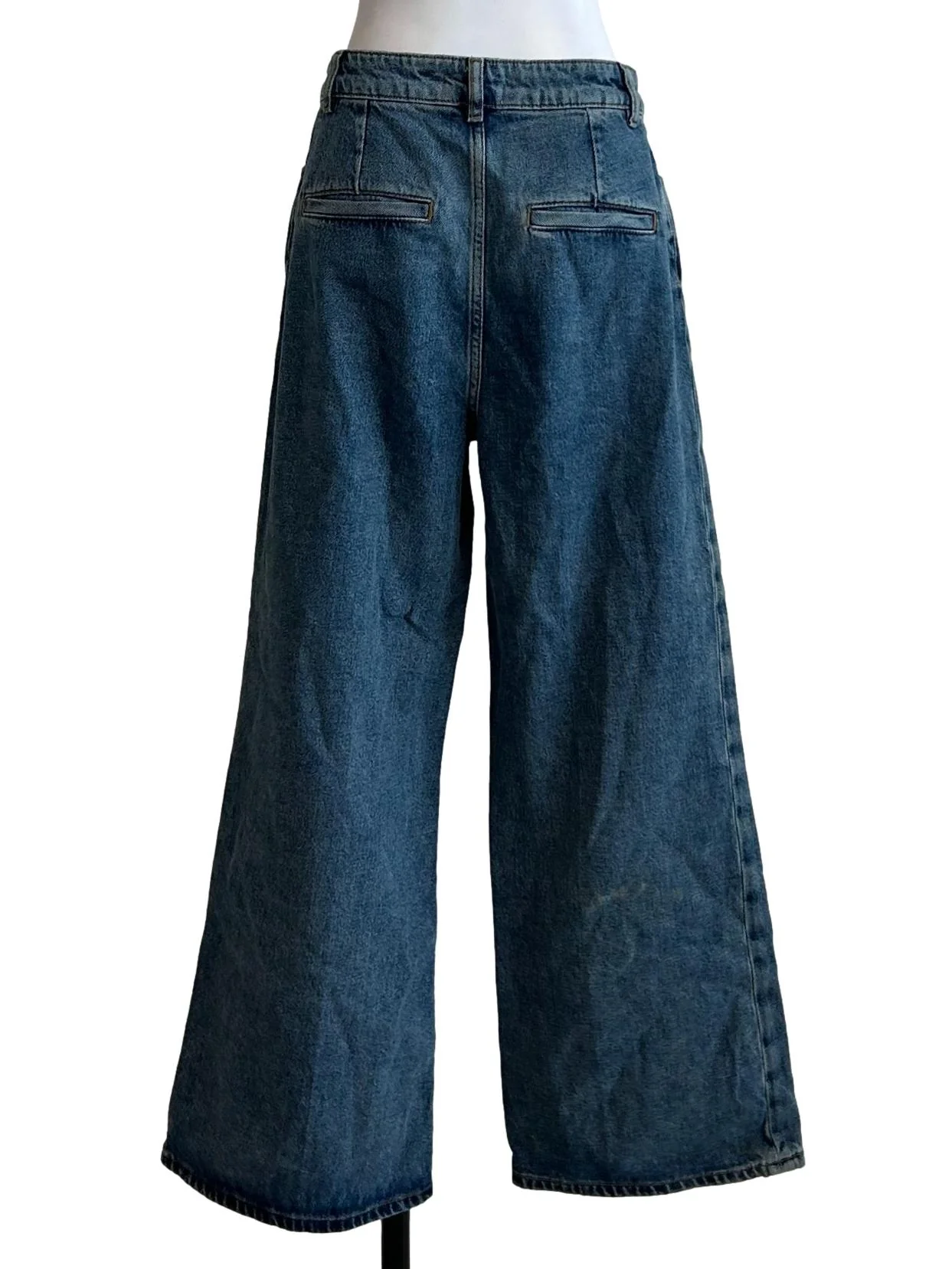 Blue Denim Wide Leg Jeans - Image 2