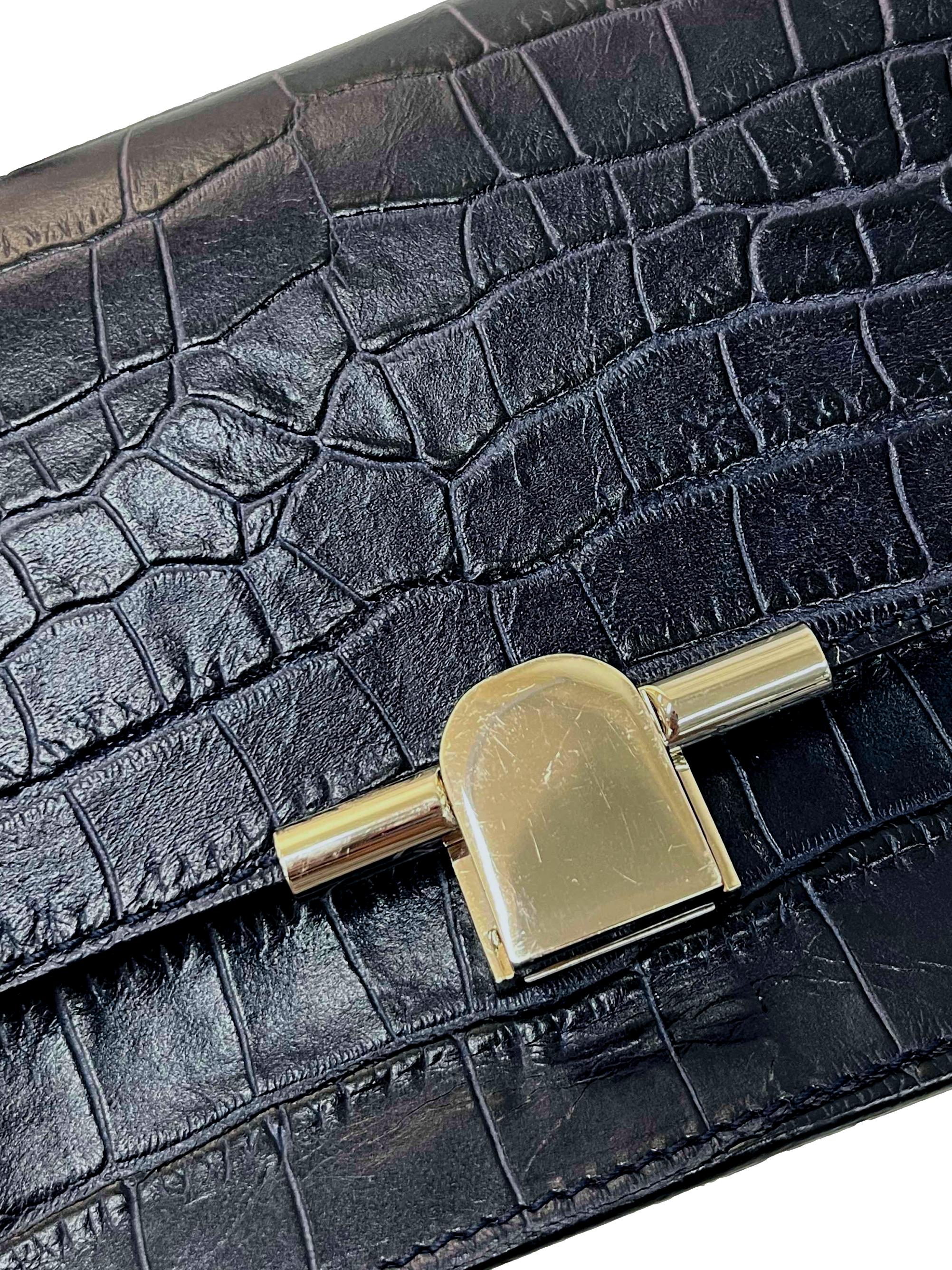Blue Faux Aligator Skin Boxy Bag - Image 6