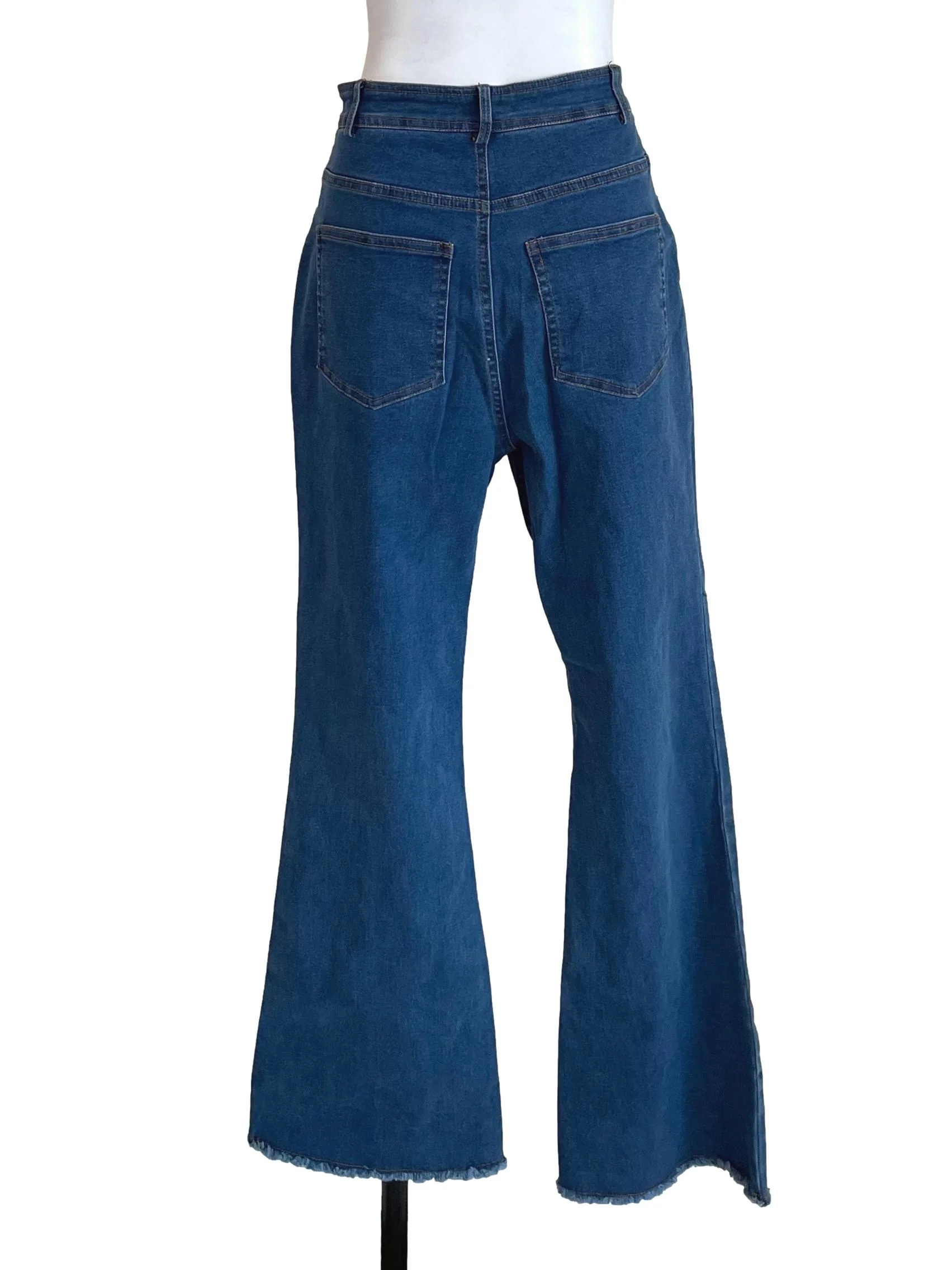 Blue Flared Distressed Jeans - Image 2