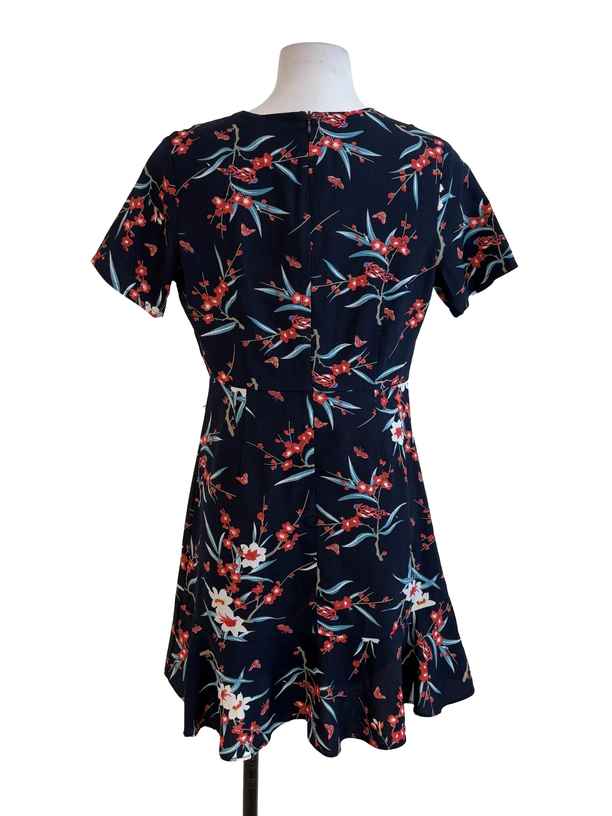 Blue Floral Ruffled Mini Dress - Image 2