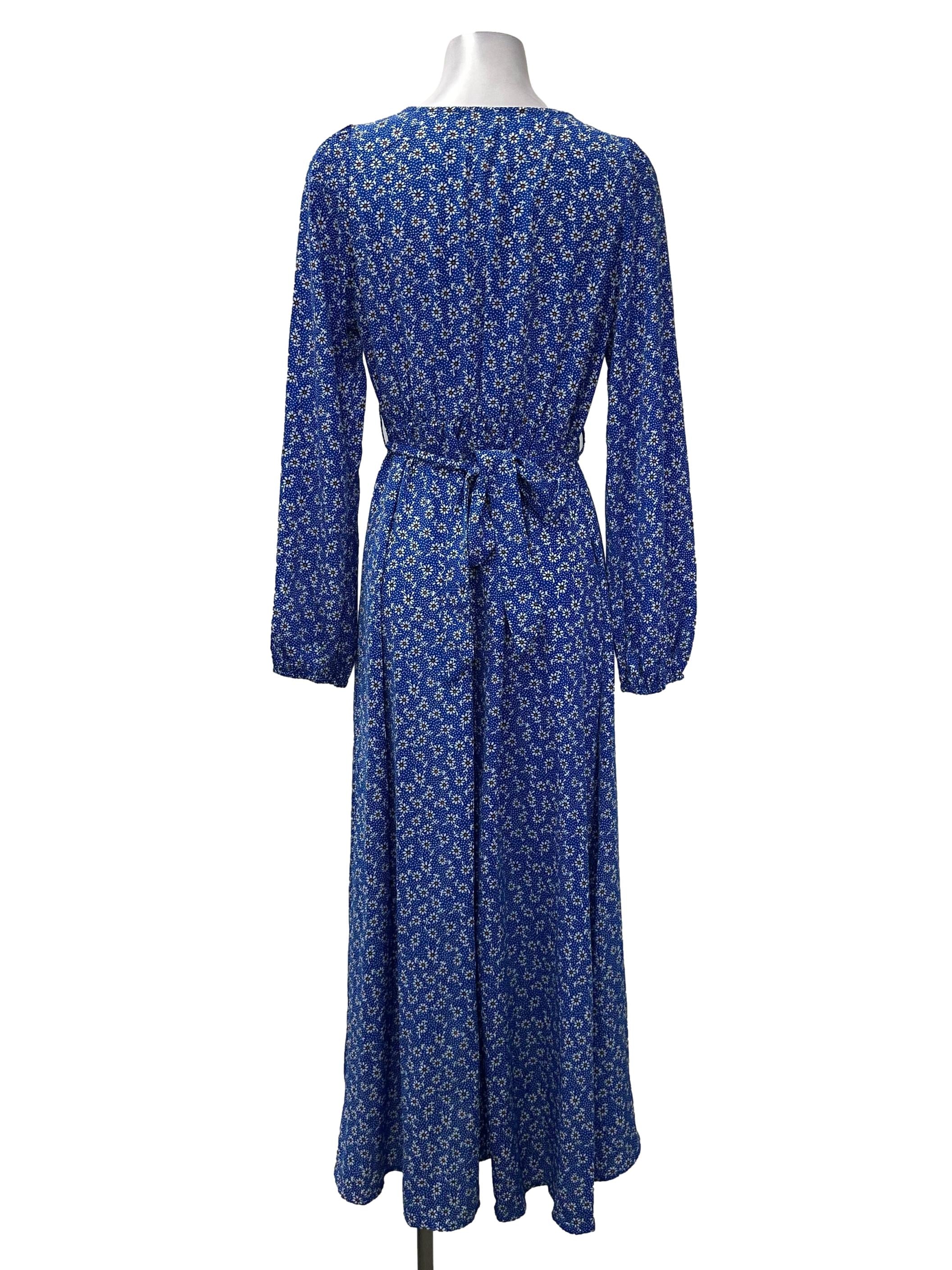 Blue Floral V Dress - Image 2