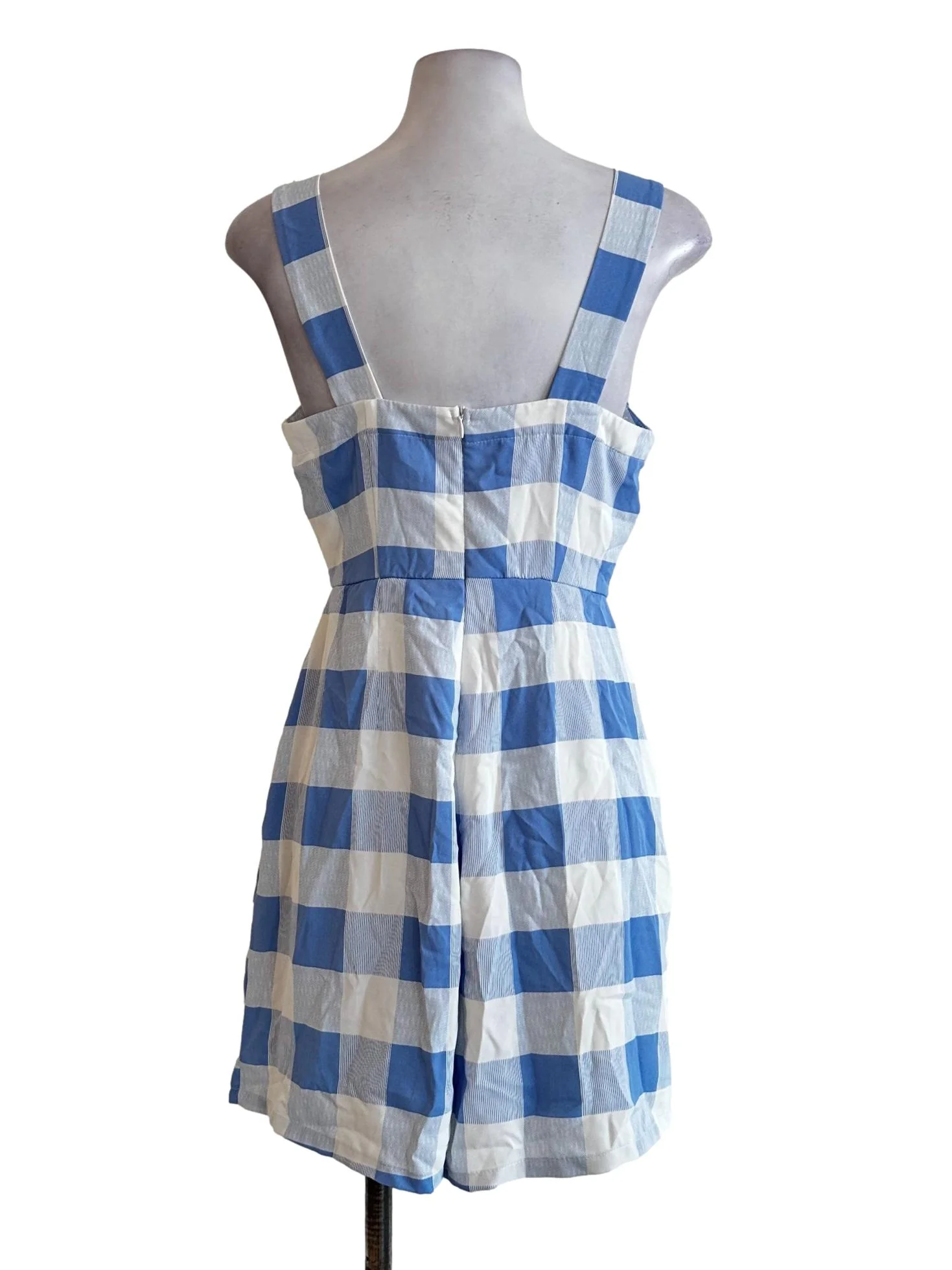 Blue Gingham Pattern Romper - Image 2