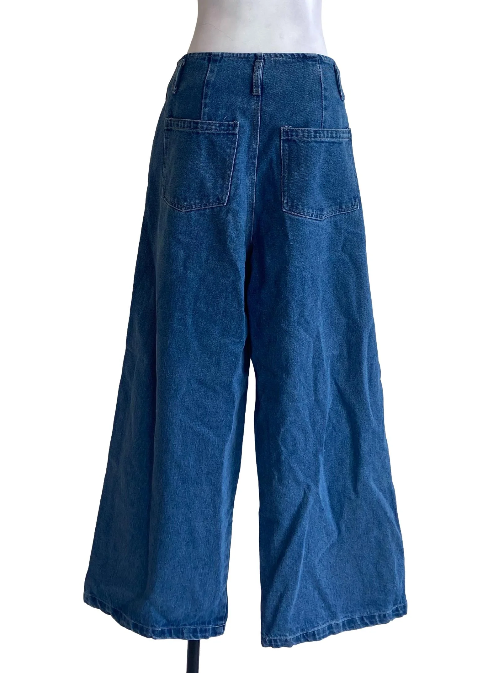 Blue Herringbone High Waist Straight Jeans - Image 2