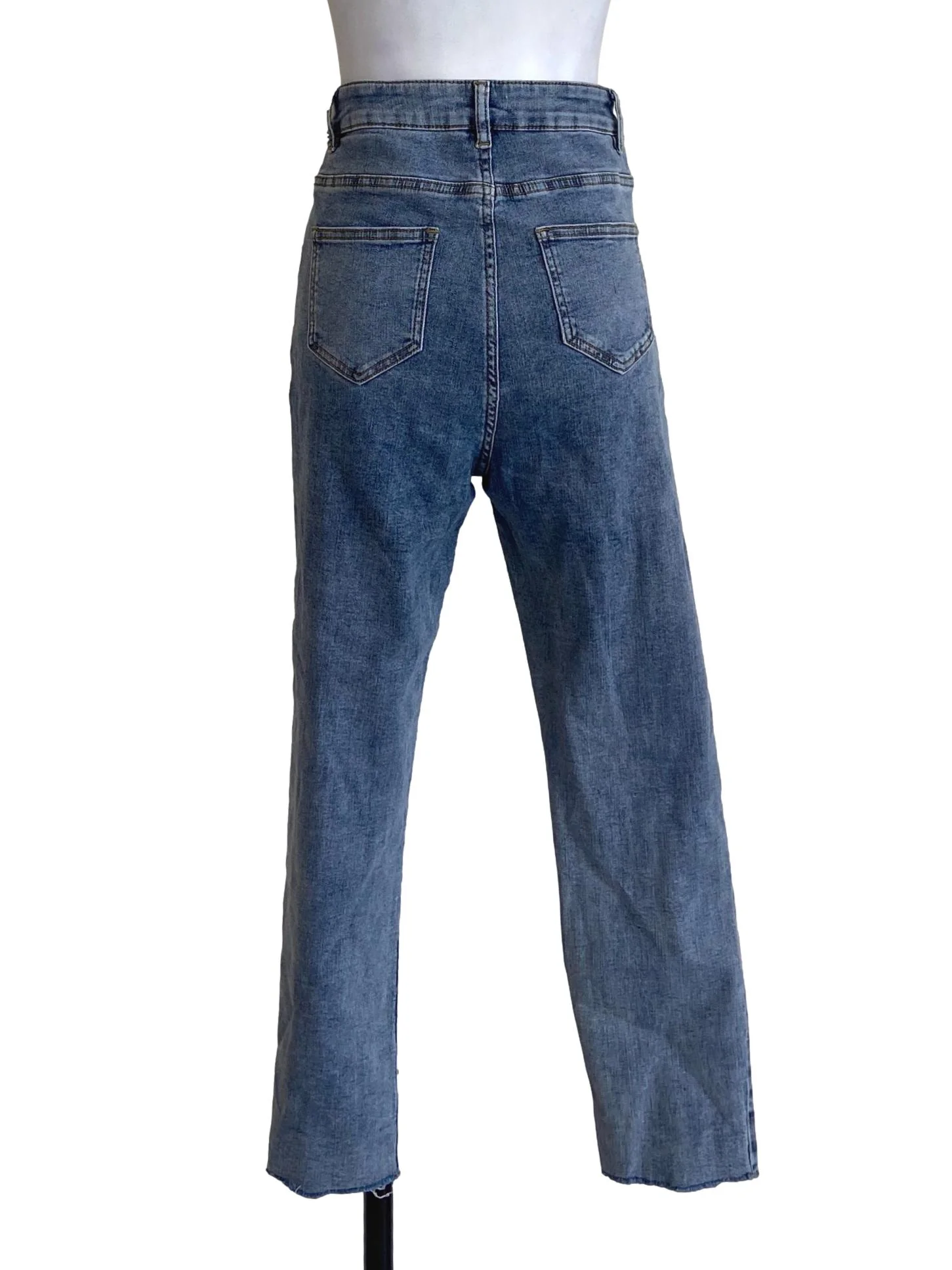 Blue Herringbone Straight Jeans - Image 2