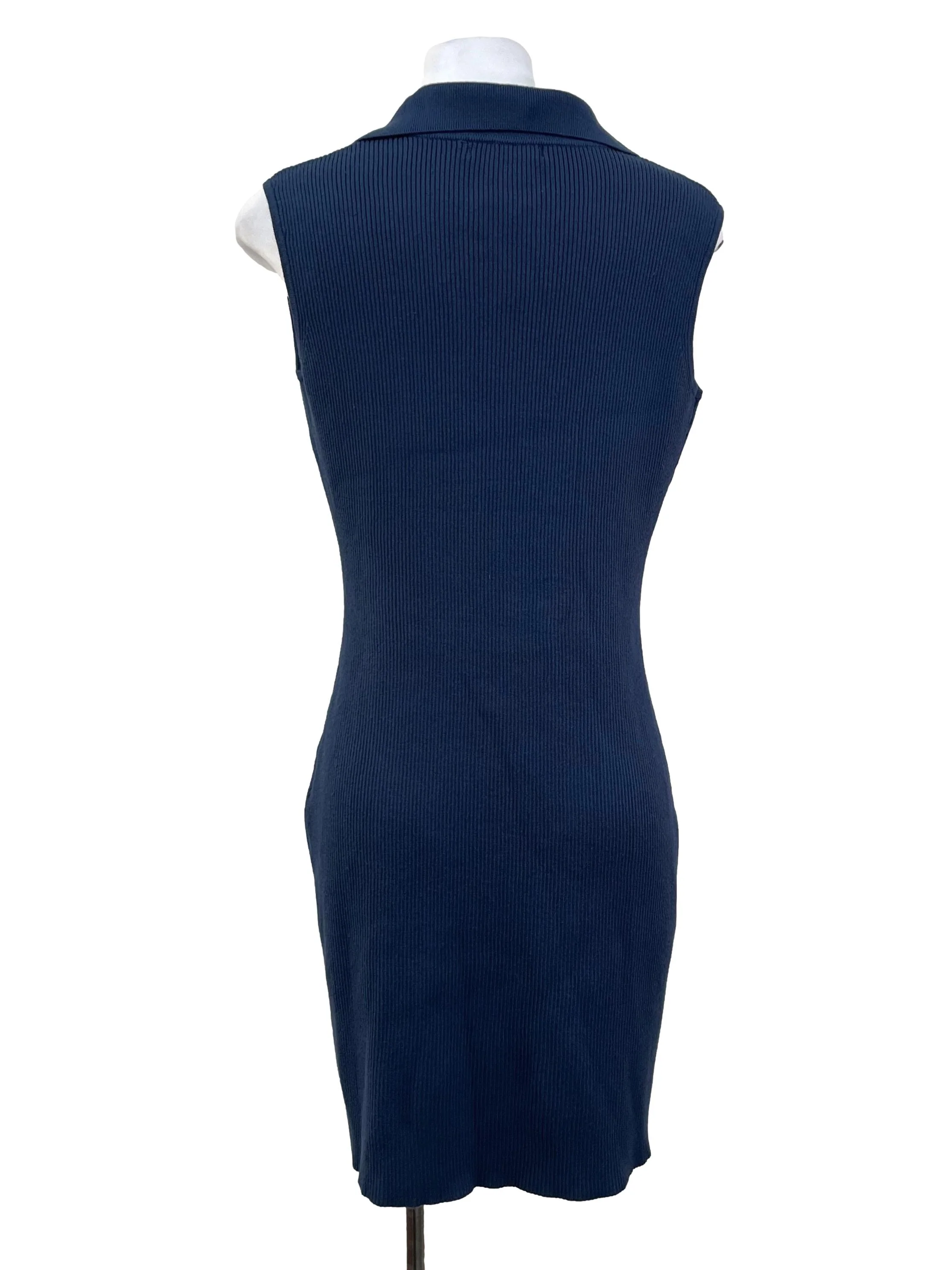Blue Knitted Collared Dress - Image 2