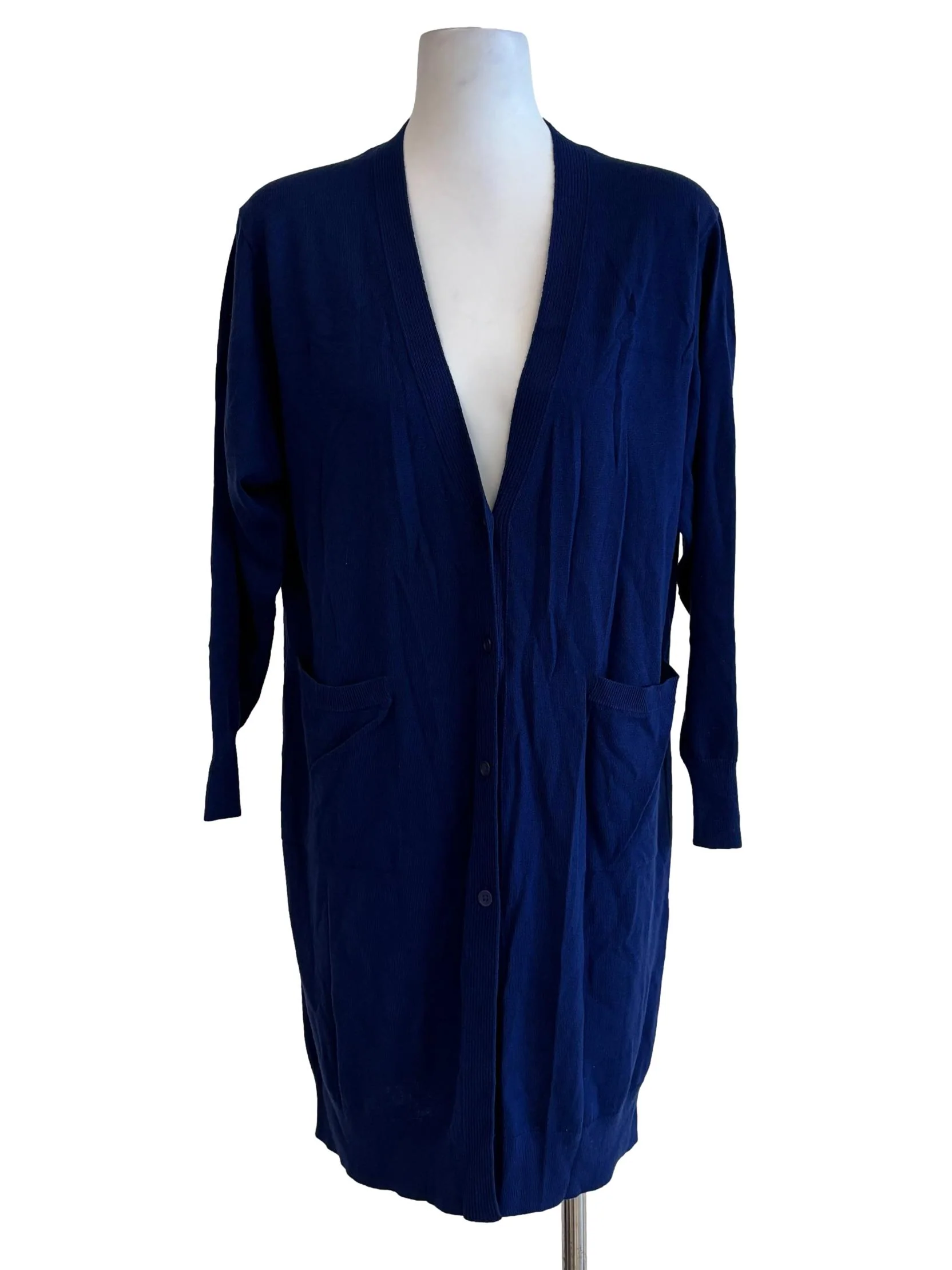 Blue Long Knit Cardigan