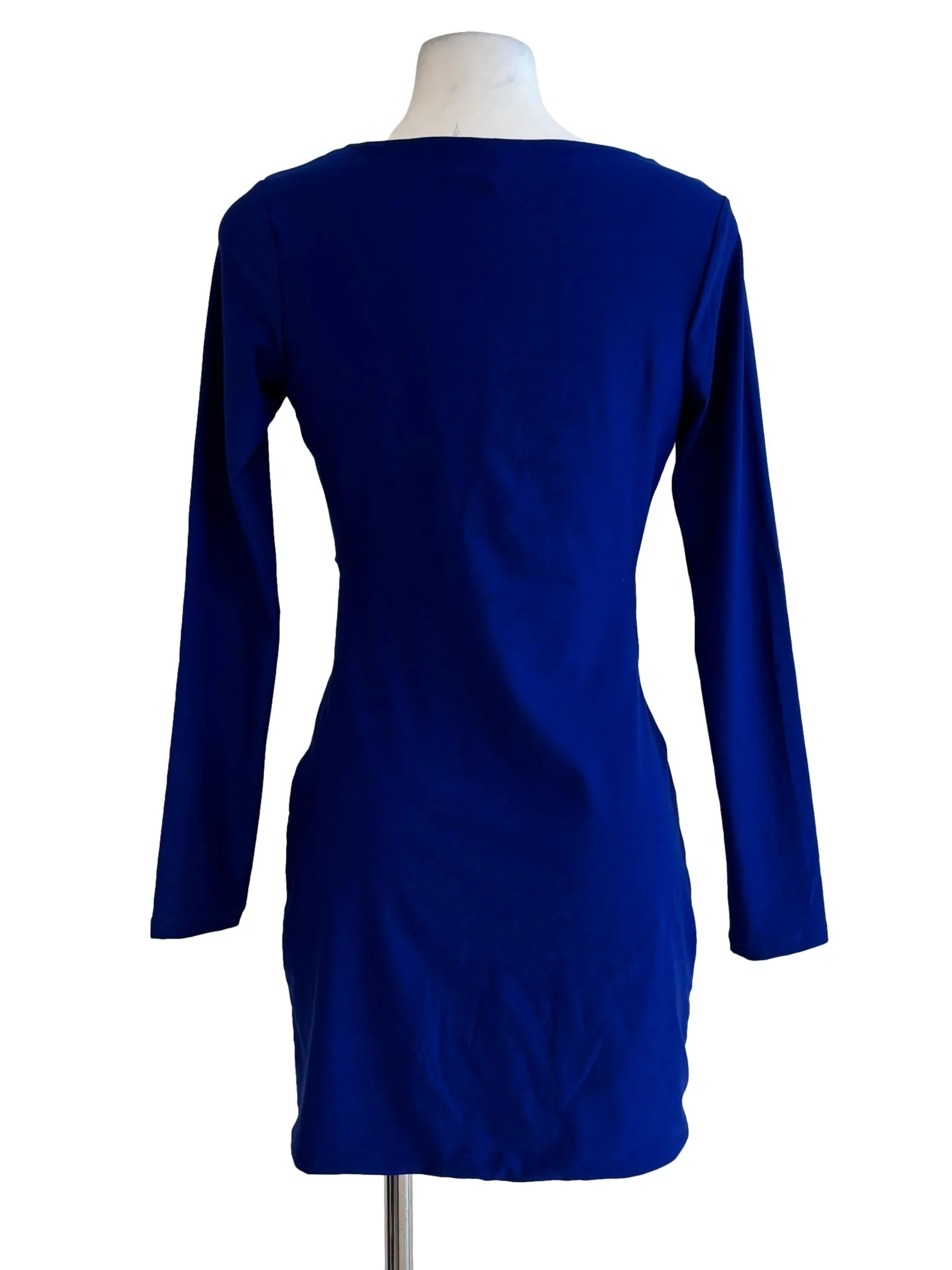 Blue Long Sleeve Front Twist Dress - Image 2