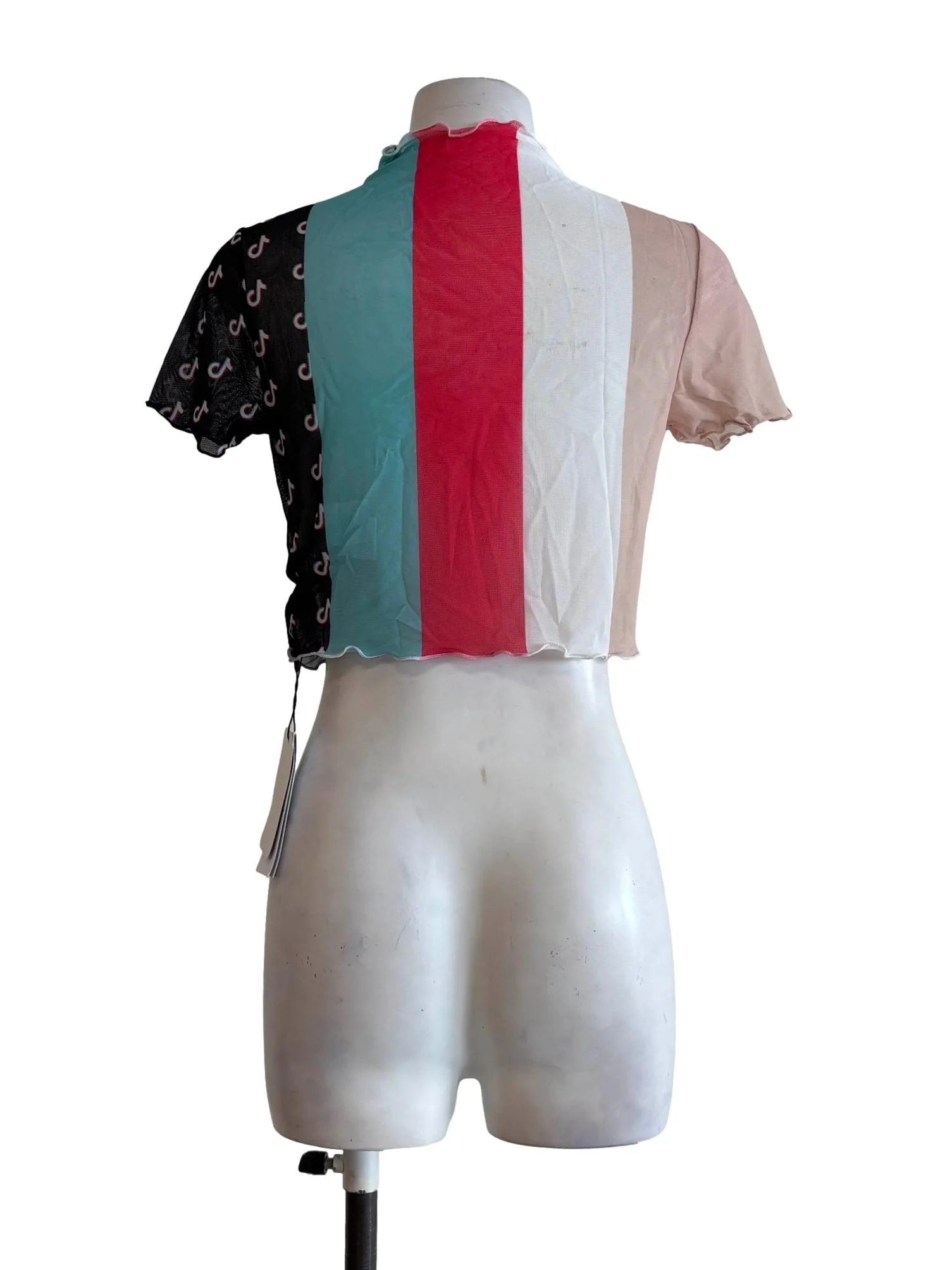 Blue Pink Tiktok Sheer Crop Top - Image 2