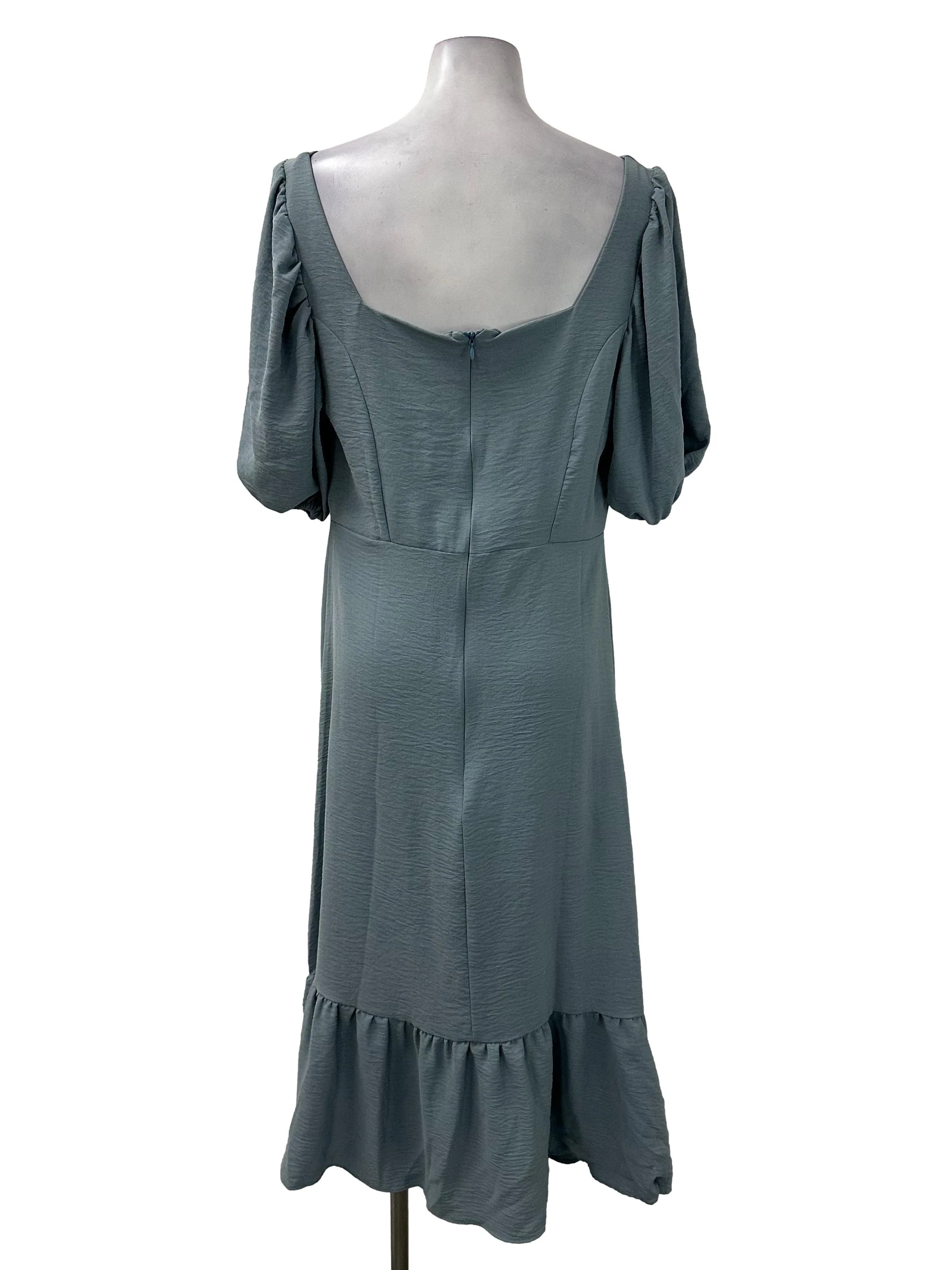 Blue Puffy Sleeve Dropwaist Dress - Image 2