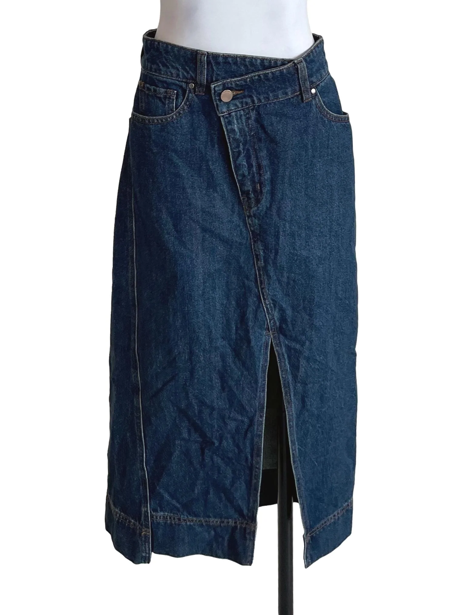 Blue Slit Denim Long Skirt LB