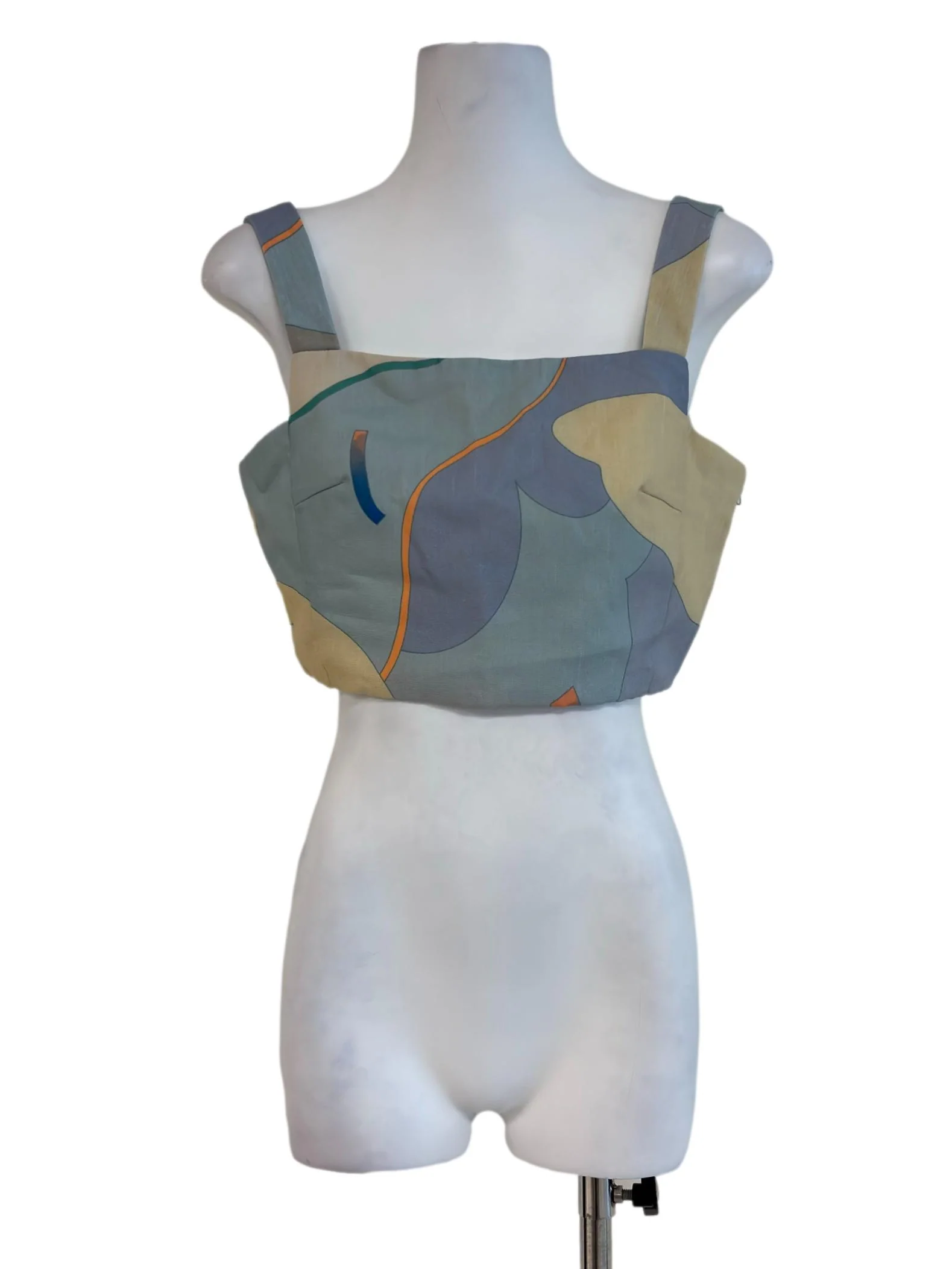 Blue Tones Pattern Cropped Top OSN
