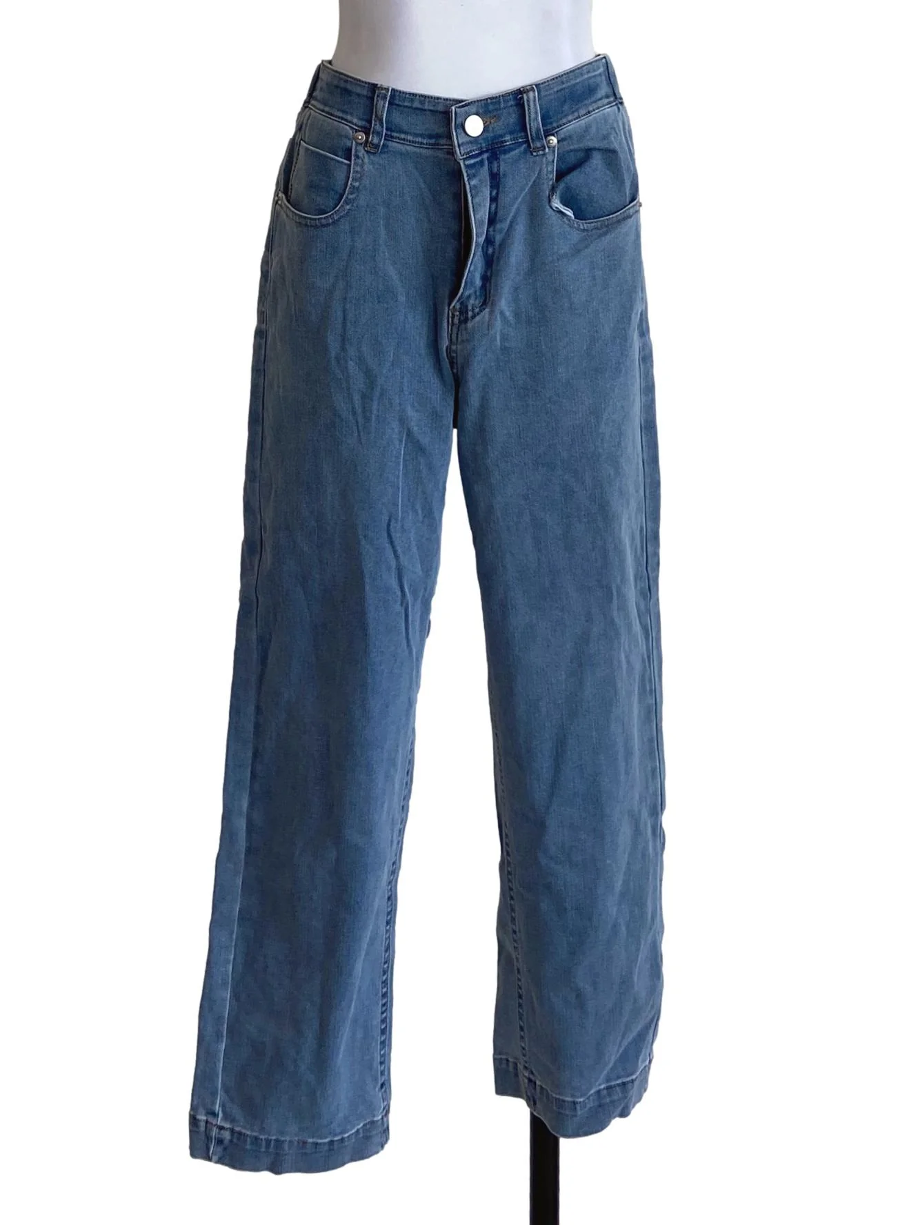 Blue Twill Straight Jeans