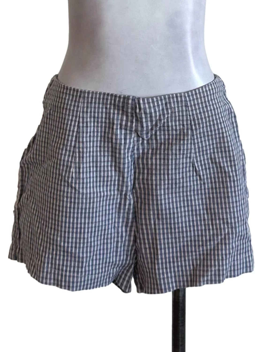 Blue White Plaid Pattern Shorts