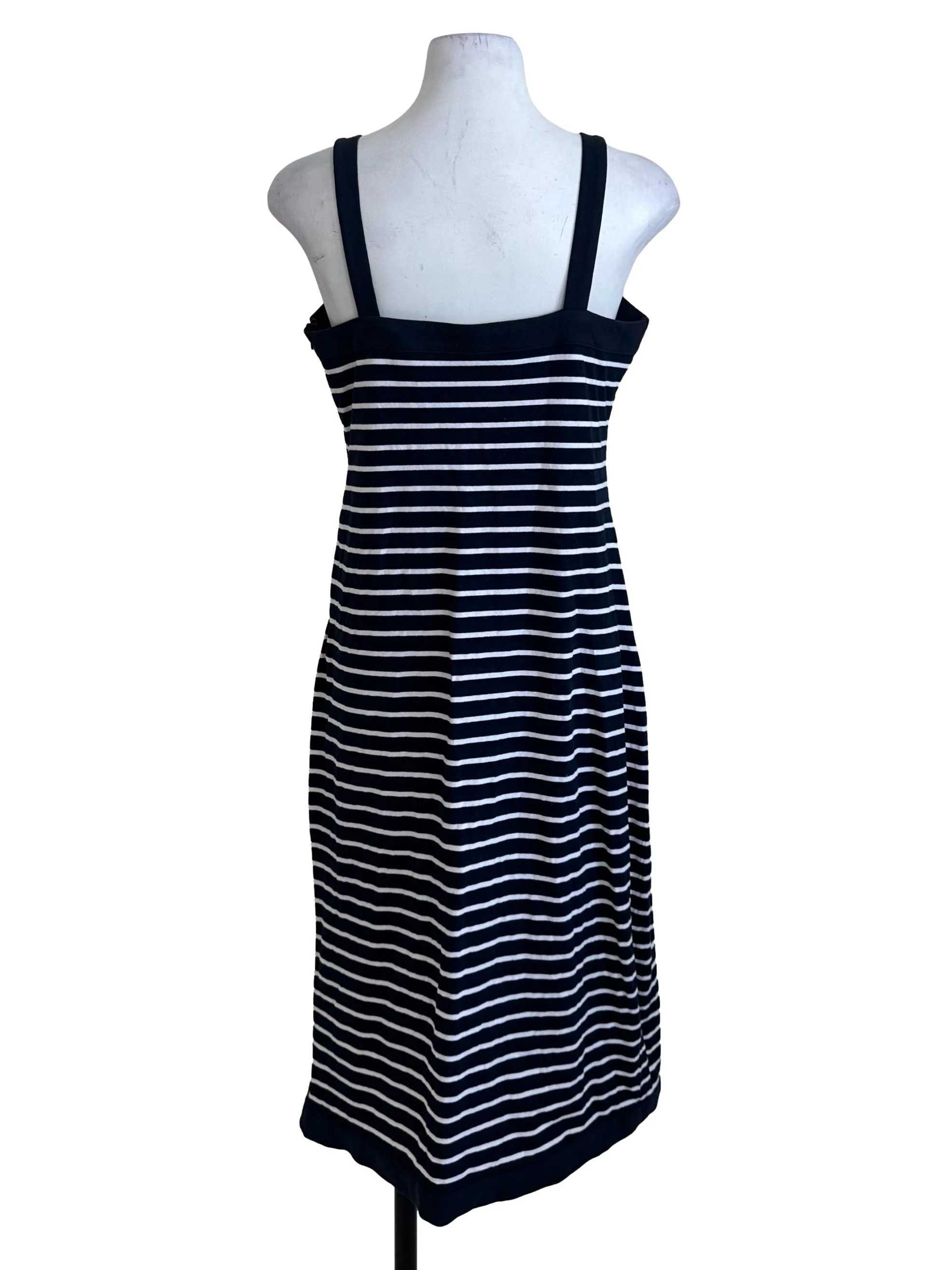 Blue White Stripe Square Neck Knit Dress - Image 2
