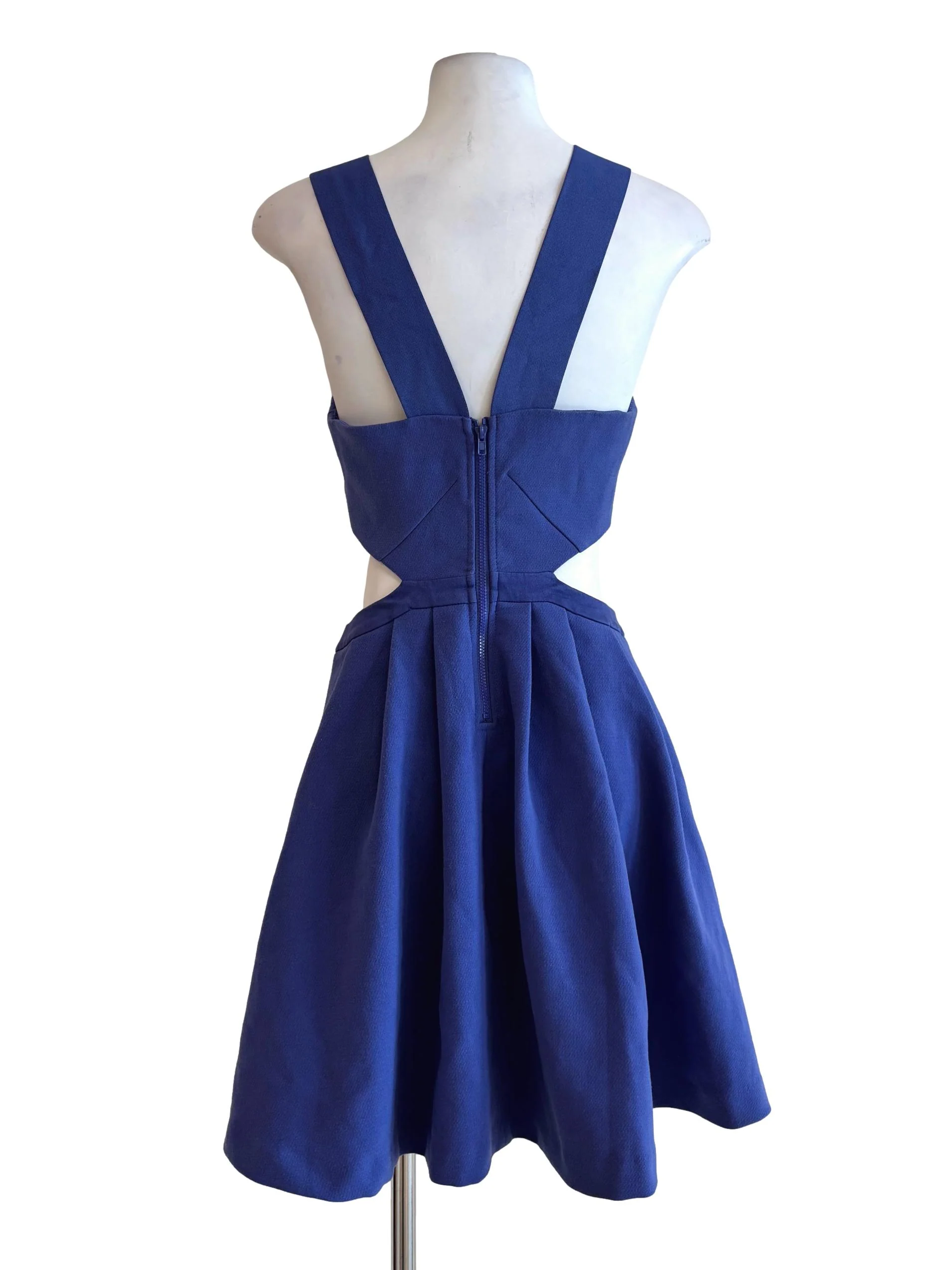 Bluish Purple Sleeveless Cut Out A-Line Dress LB - Image 2