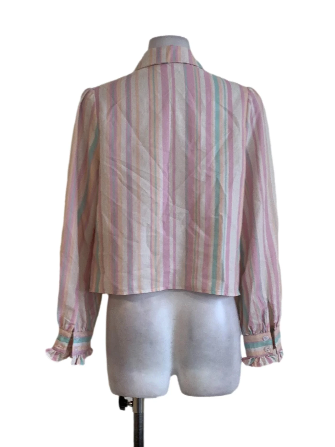 Blush Pink Awning Stripe Button Down Blouse - Image 2