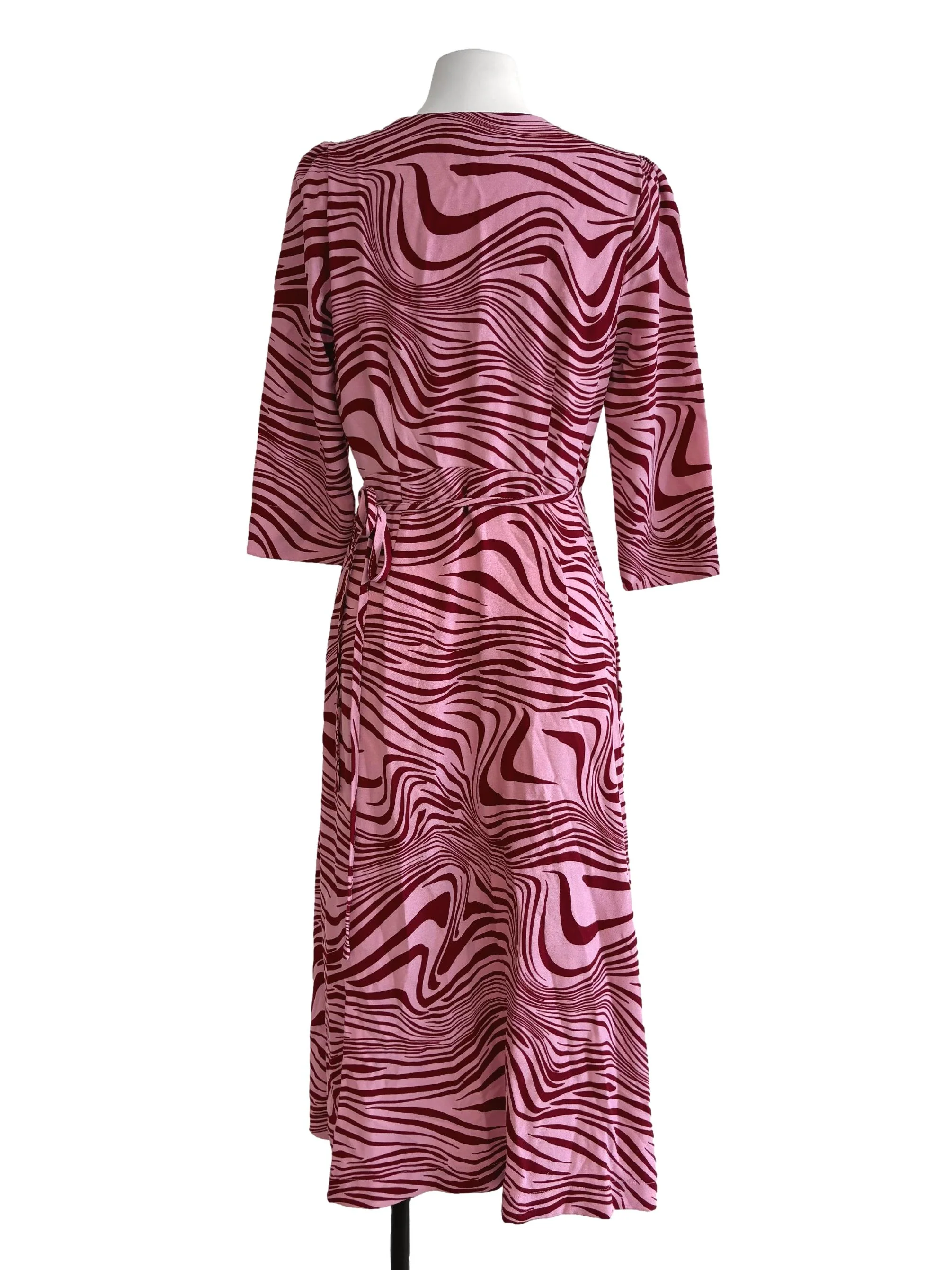 Blush Pink Patterned A-Line Dress - Image 2