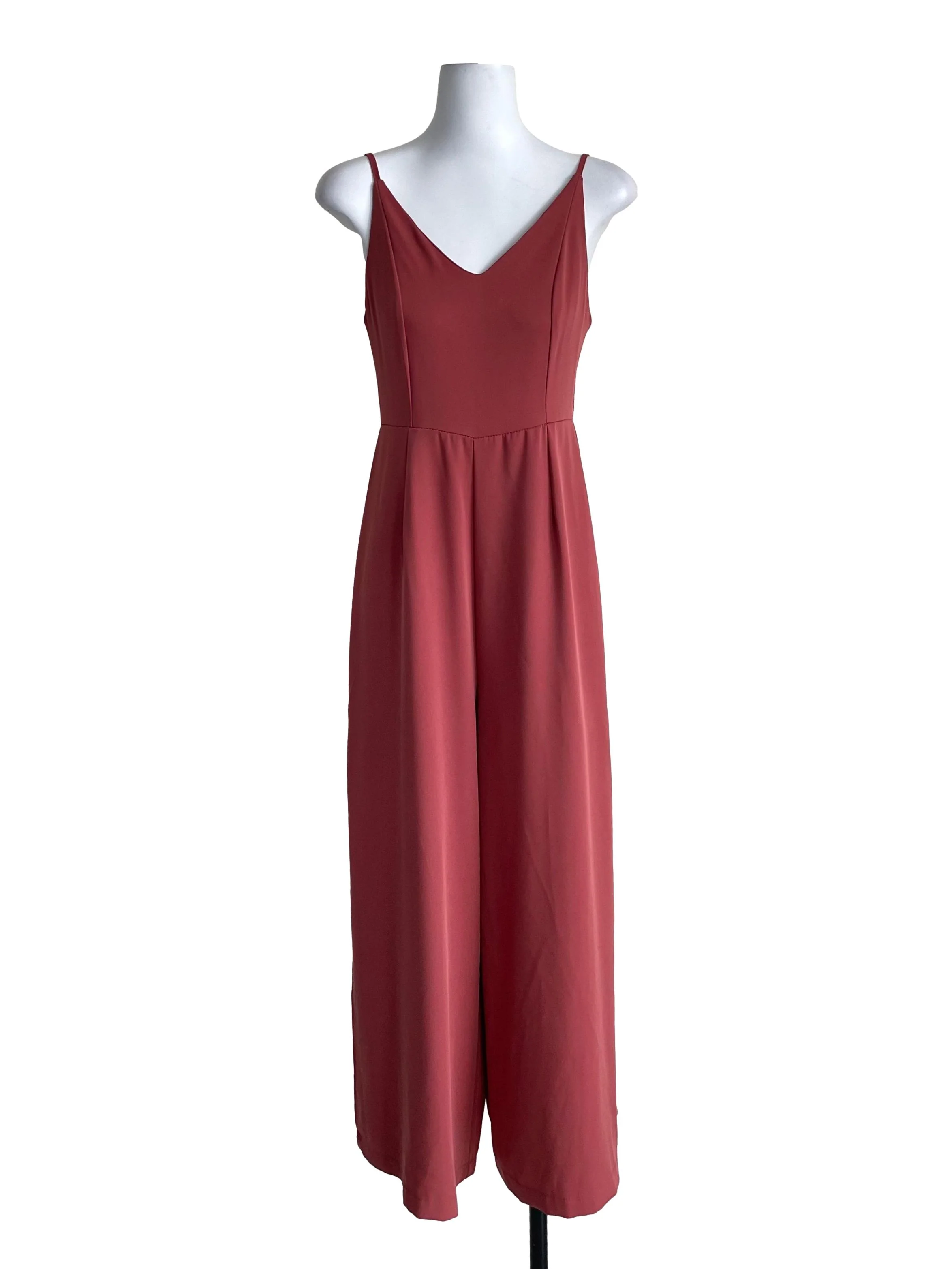 Blush Red V Neck Cami Jumpsuit