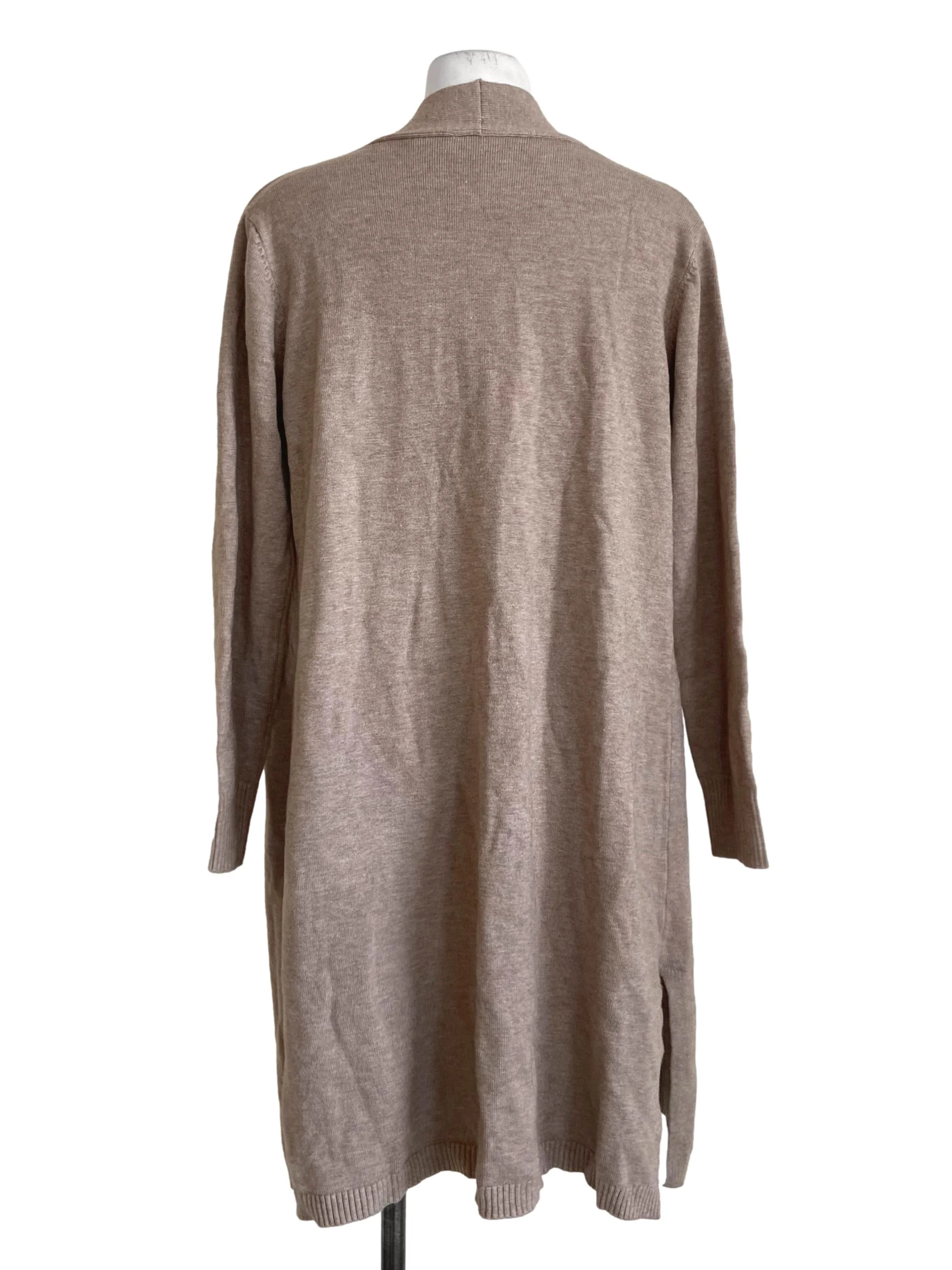 Bone  Beige Pencil Stripe Long Cardigan - Image 2