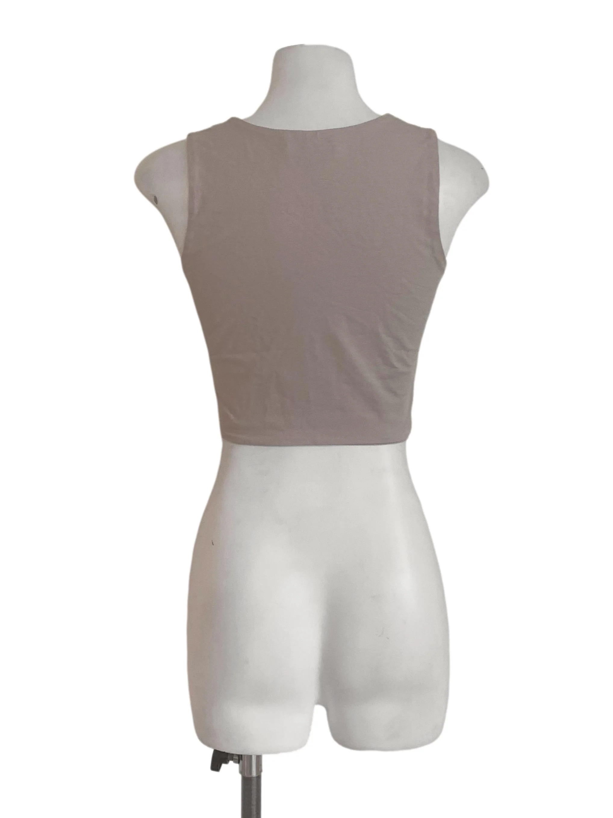 Bone Beige Round Neck Crop Top TCL - Image 2