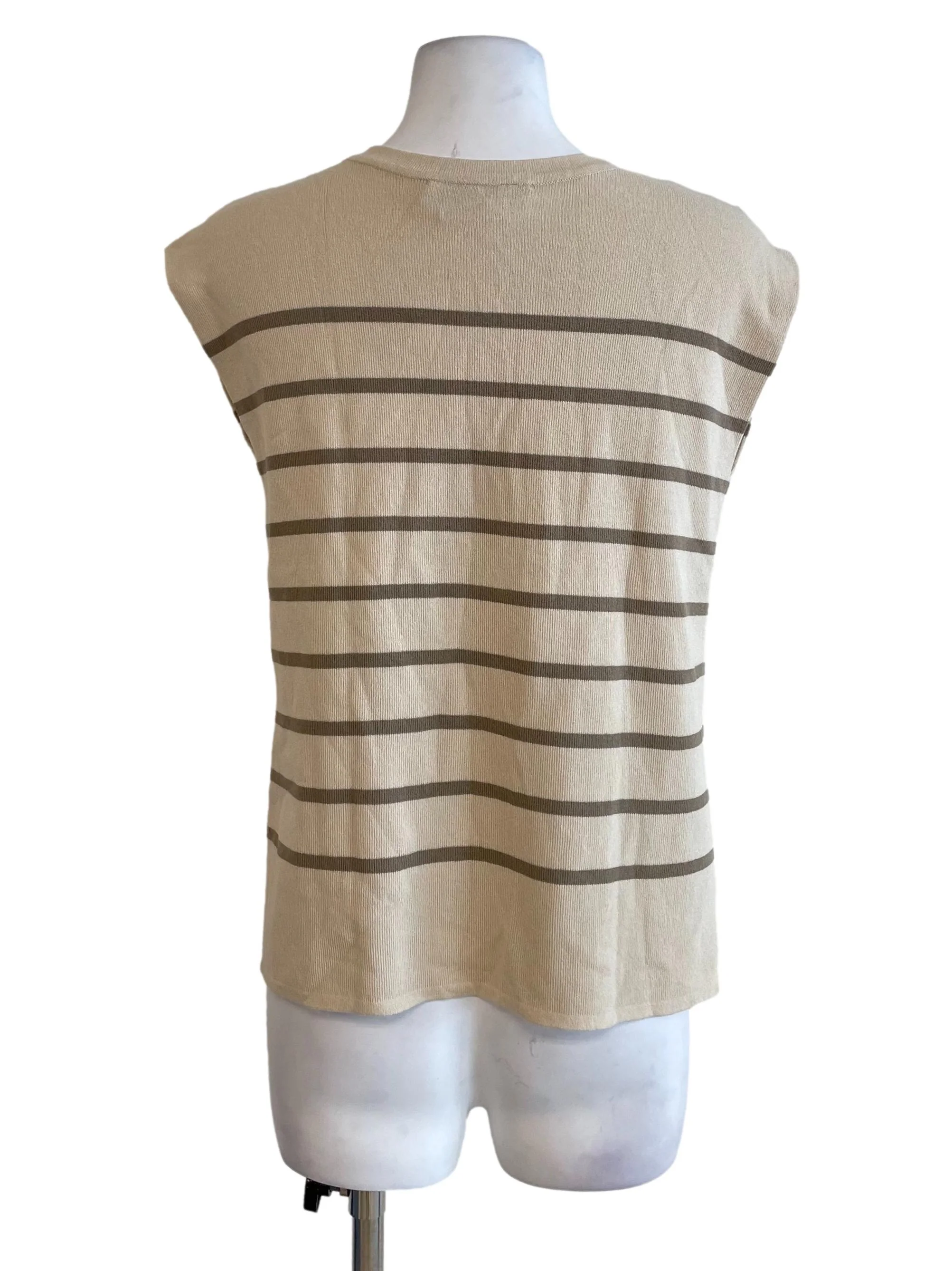 Bone White Stripe Knit Vest - Image 2