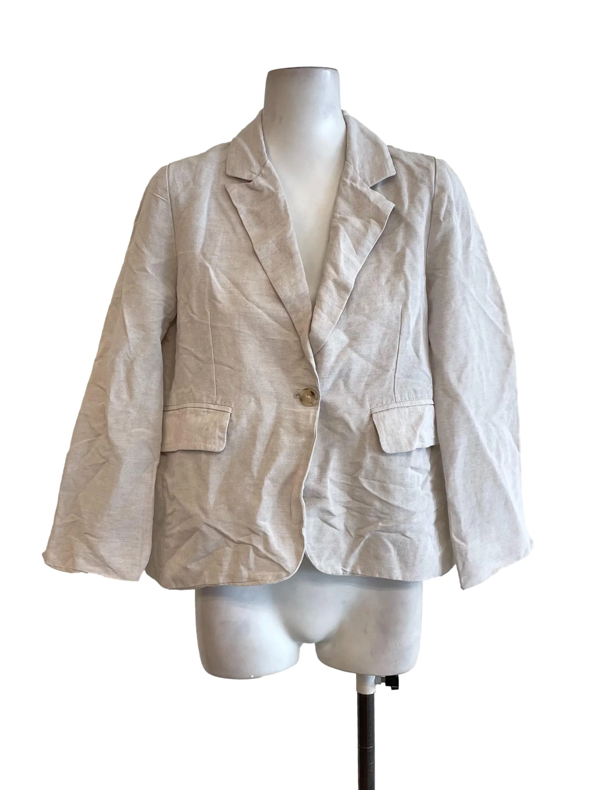 Bone White One Button Blazer
