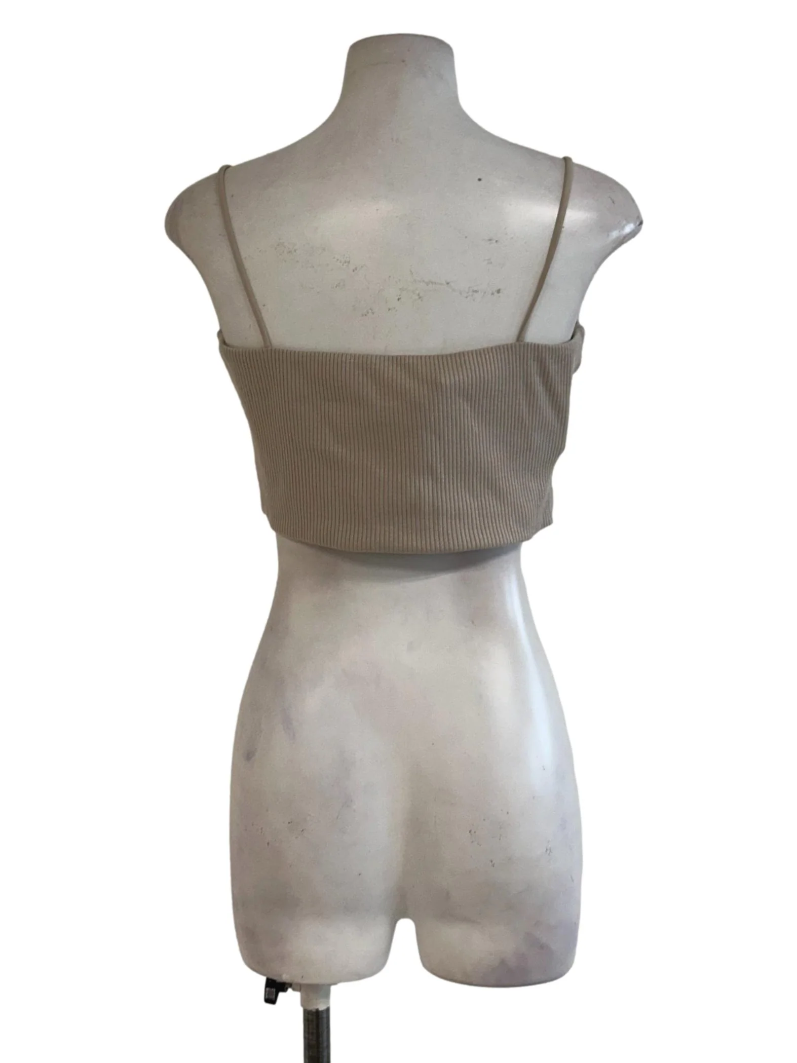 Bone White Ribbed Crop Top - Image 2