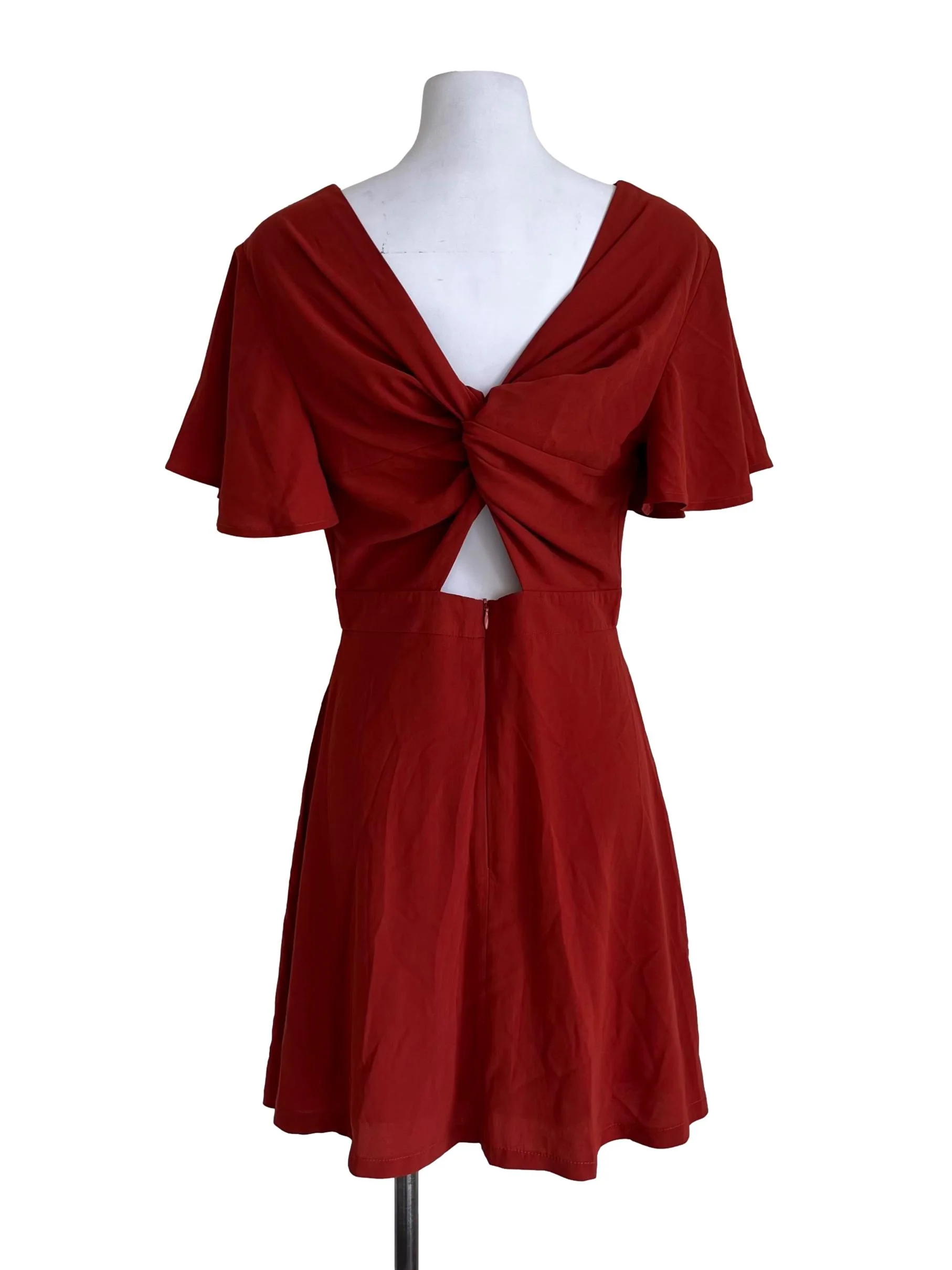 Brick Orange Knotted Back Dress - Image 2