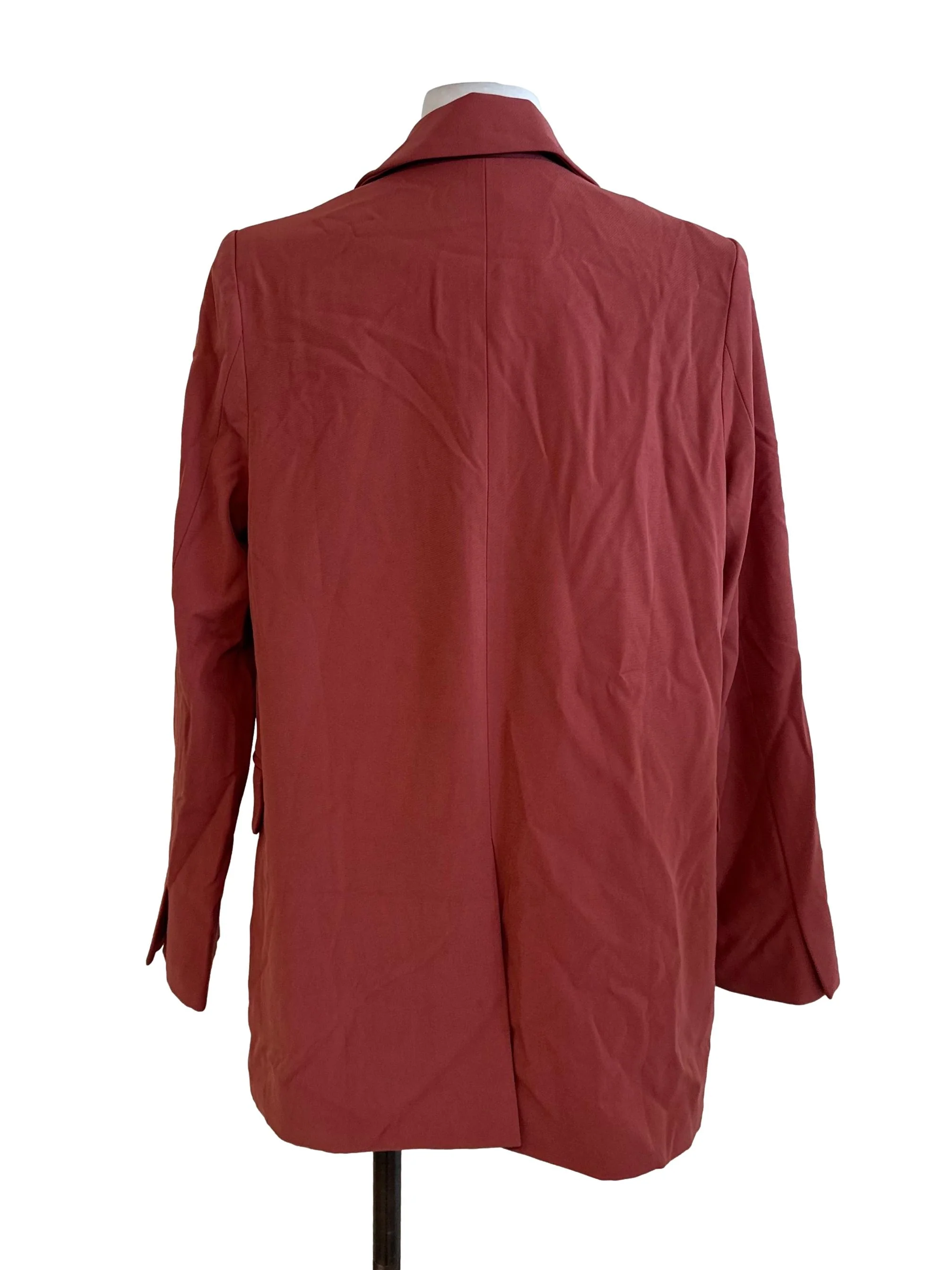 Brick Red Collar Long Blazer - Image 2