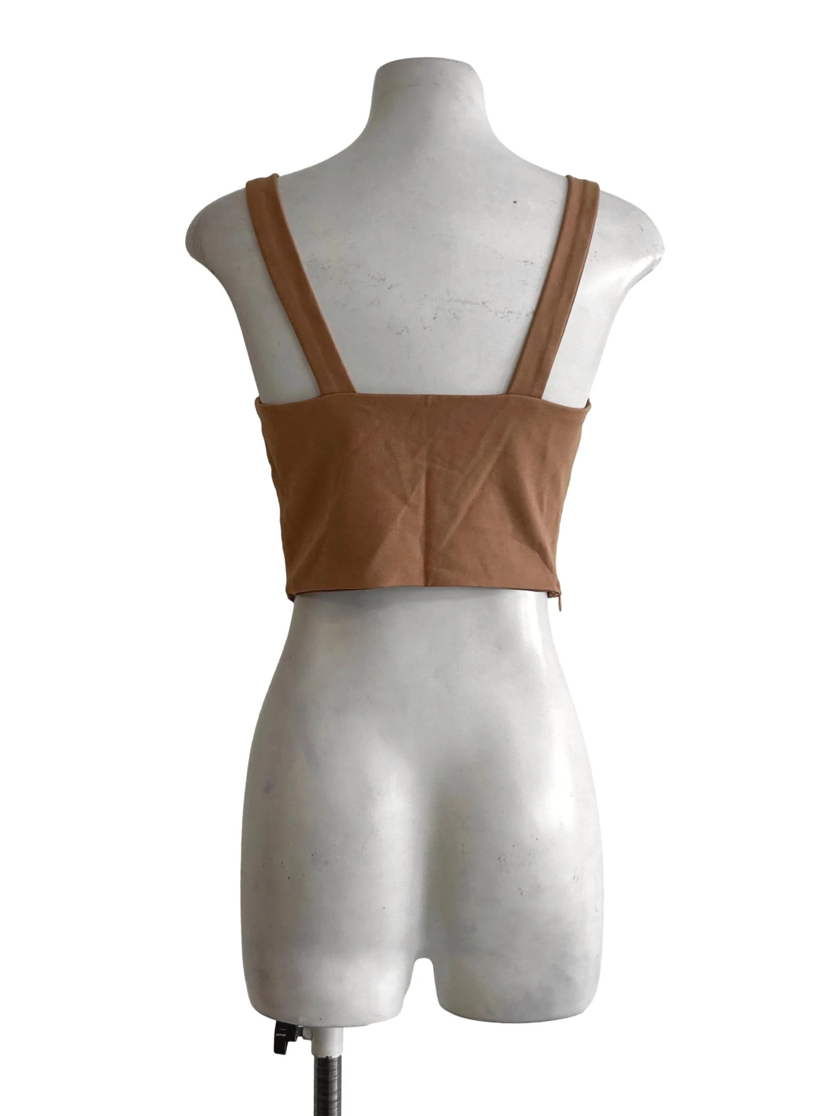 Bronze Brown Sleeveless Crop Top TTR - Image 2